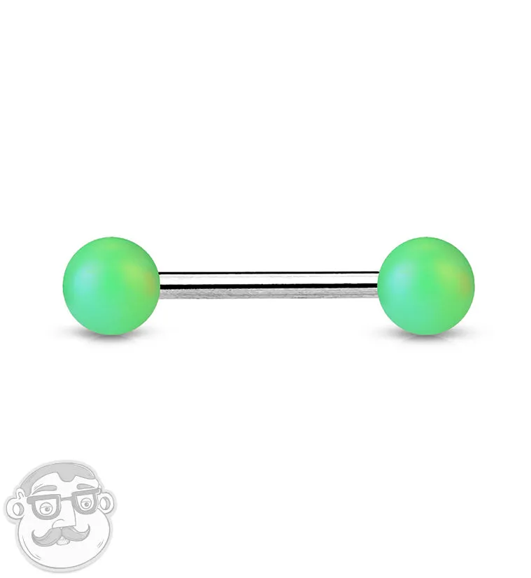 14G Matte Green Stainless Steel Barbell