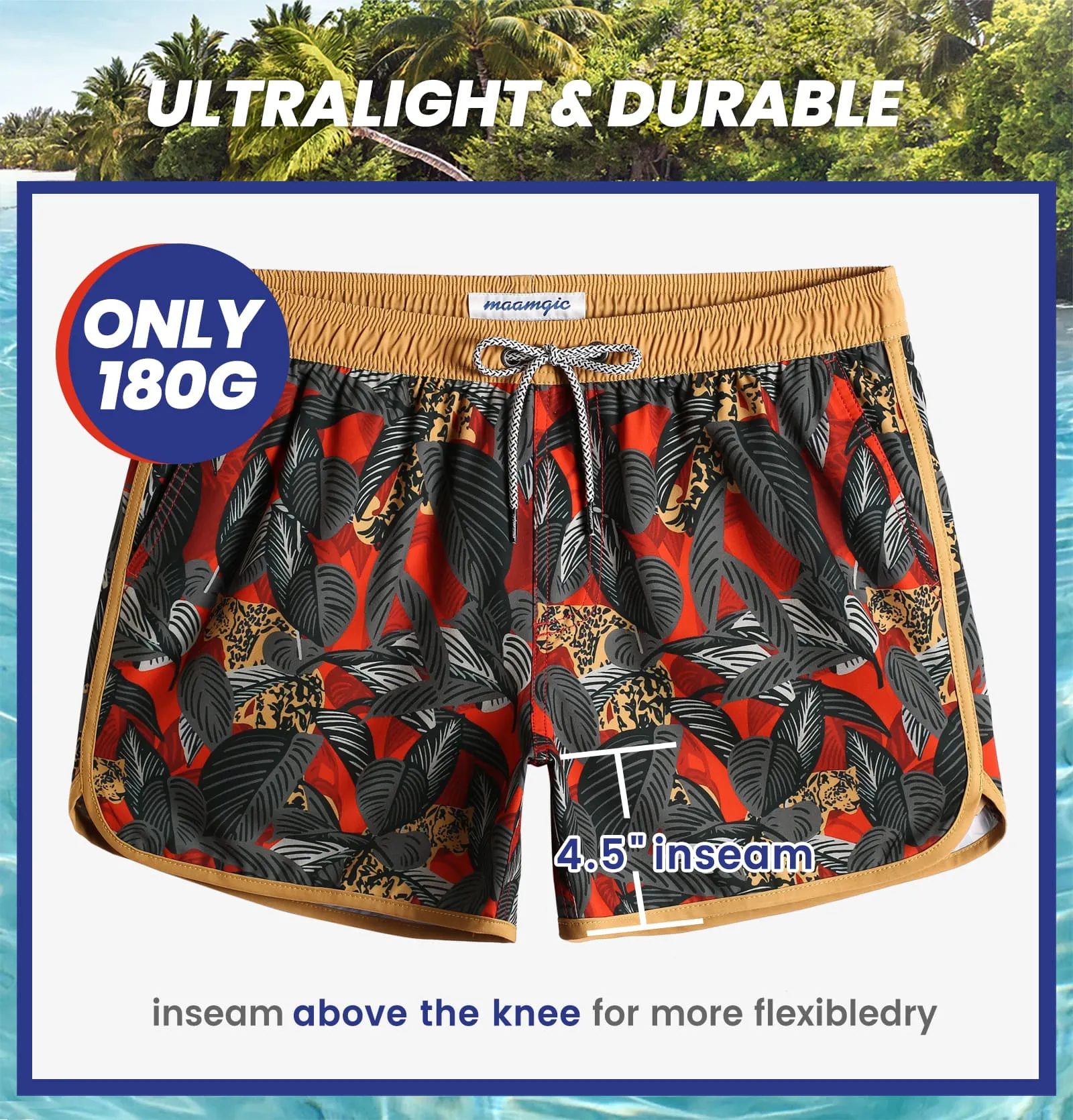 4.5 Inch Inseam Vintage Stretch Swallow Homing Swim Trunks