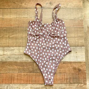 Abercrombie & Fitch Brown and White Polka Dot Underwire Back Cutout One Piece- Size ~S (see notes)