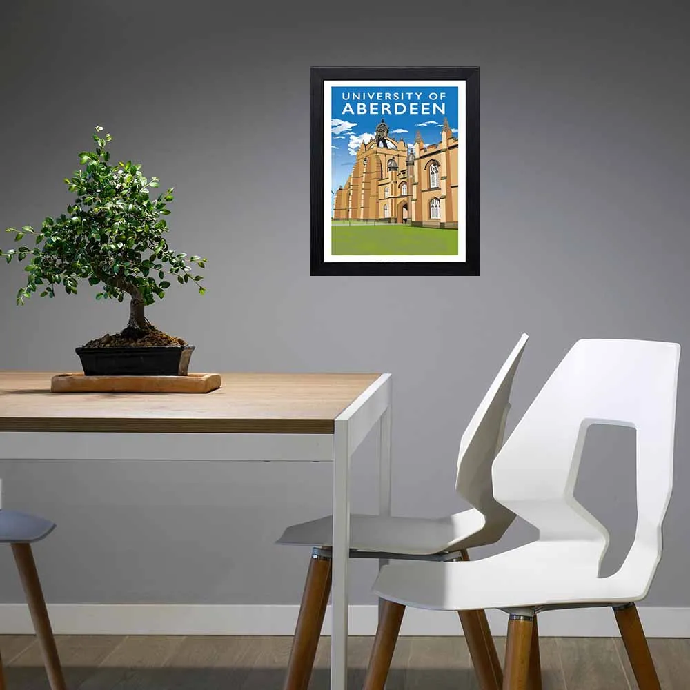 Aberdeen University - Stunning Hand-Drawn Vintage Travel Style Wall Art Poster