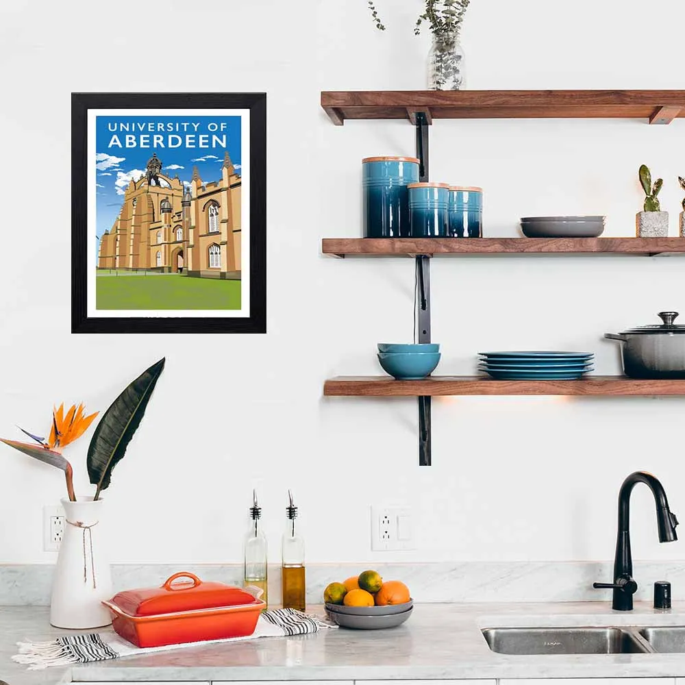 Aberdeen University - Stunning Hand-Drawn Vintage Travel Style Wall Art Poster