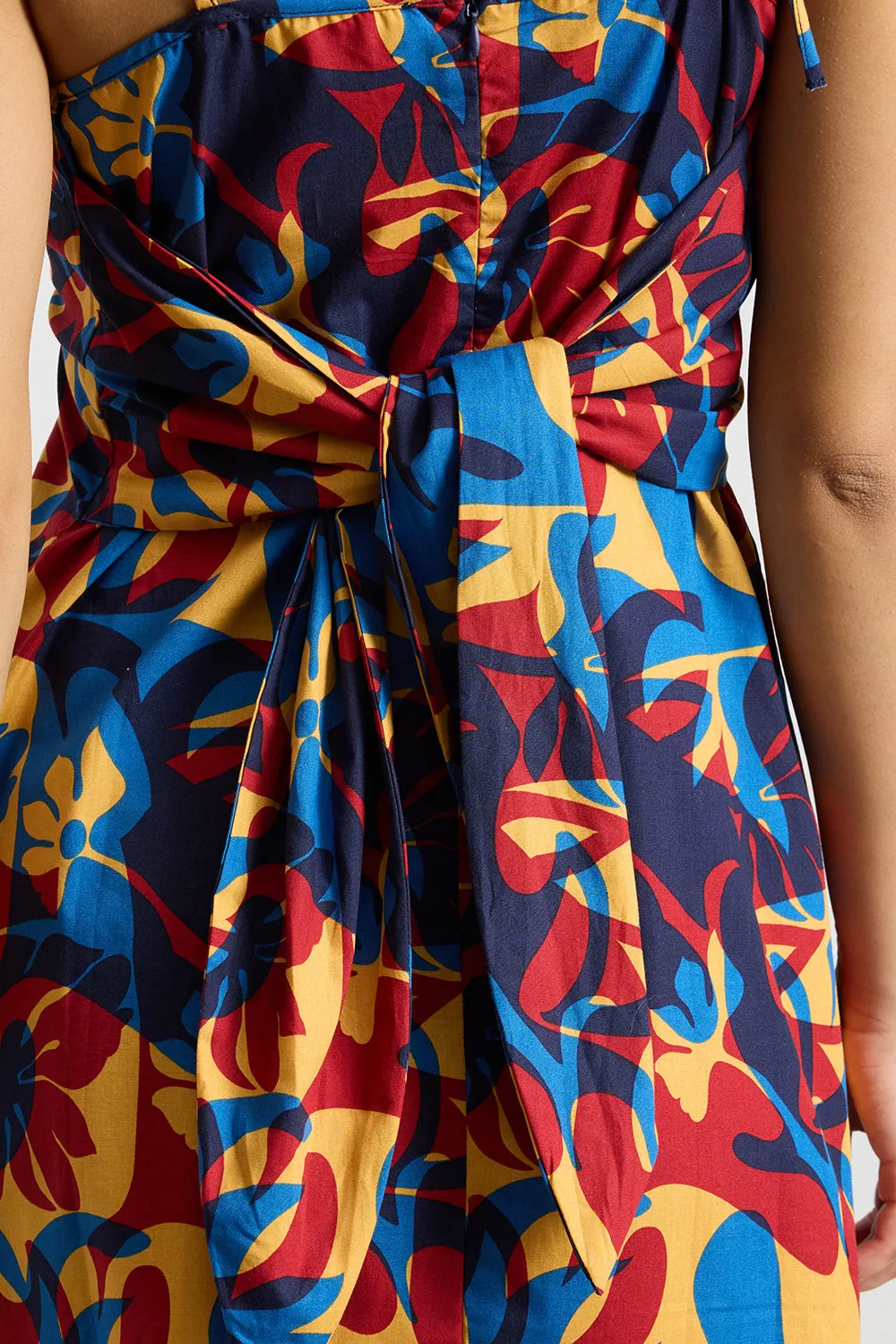 Abstract Floral Printed Poplin Dress