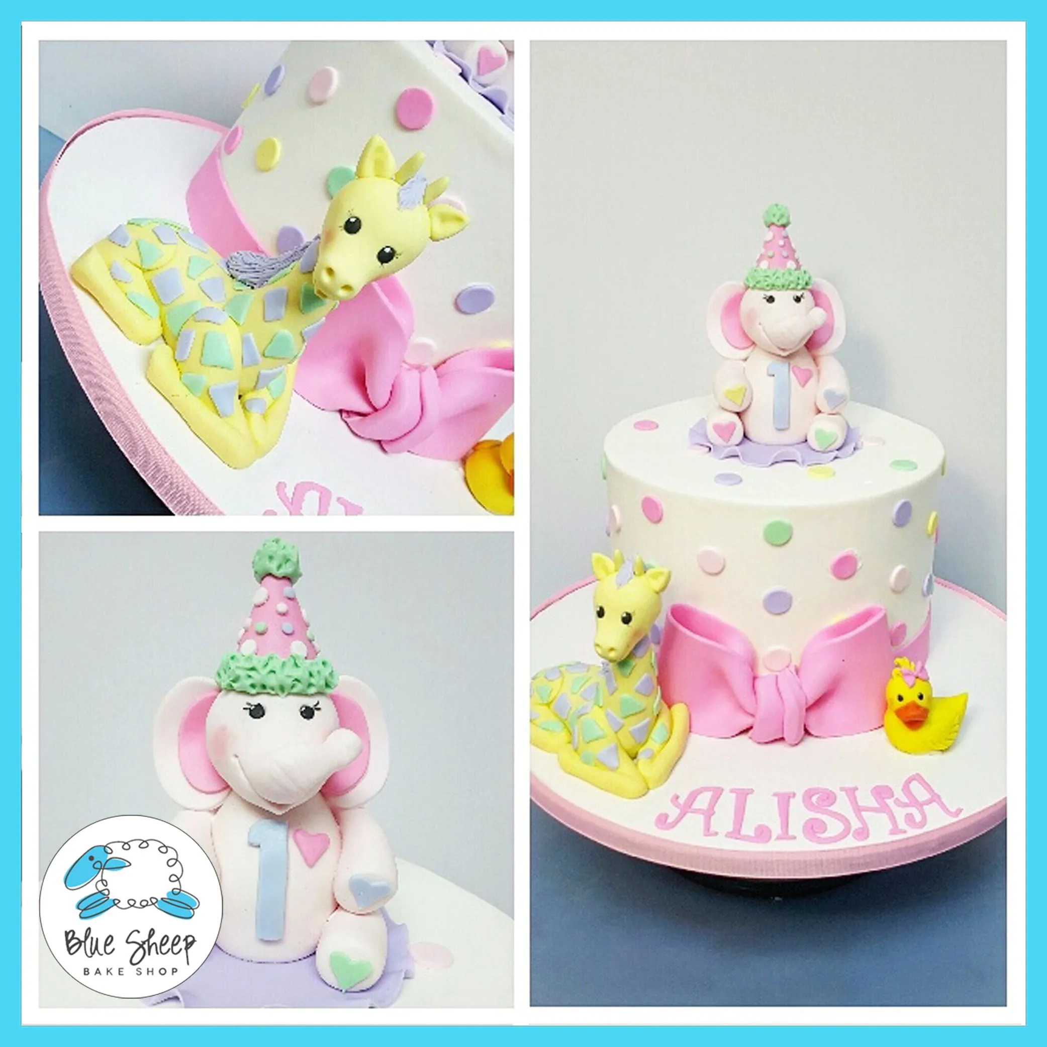 Alisha's 1st Birthday Pastel Safari Cake