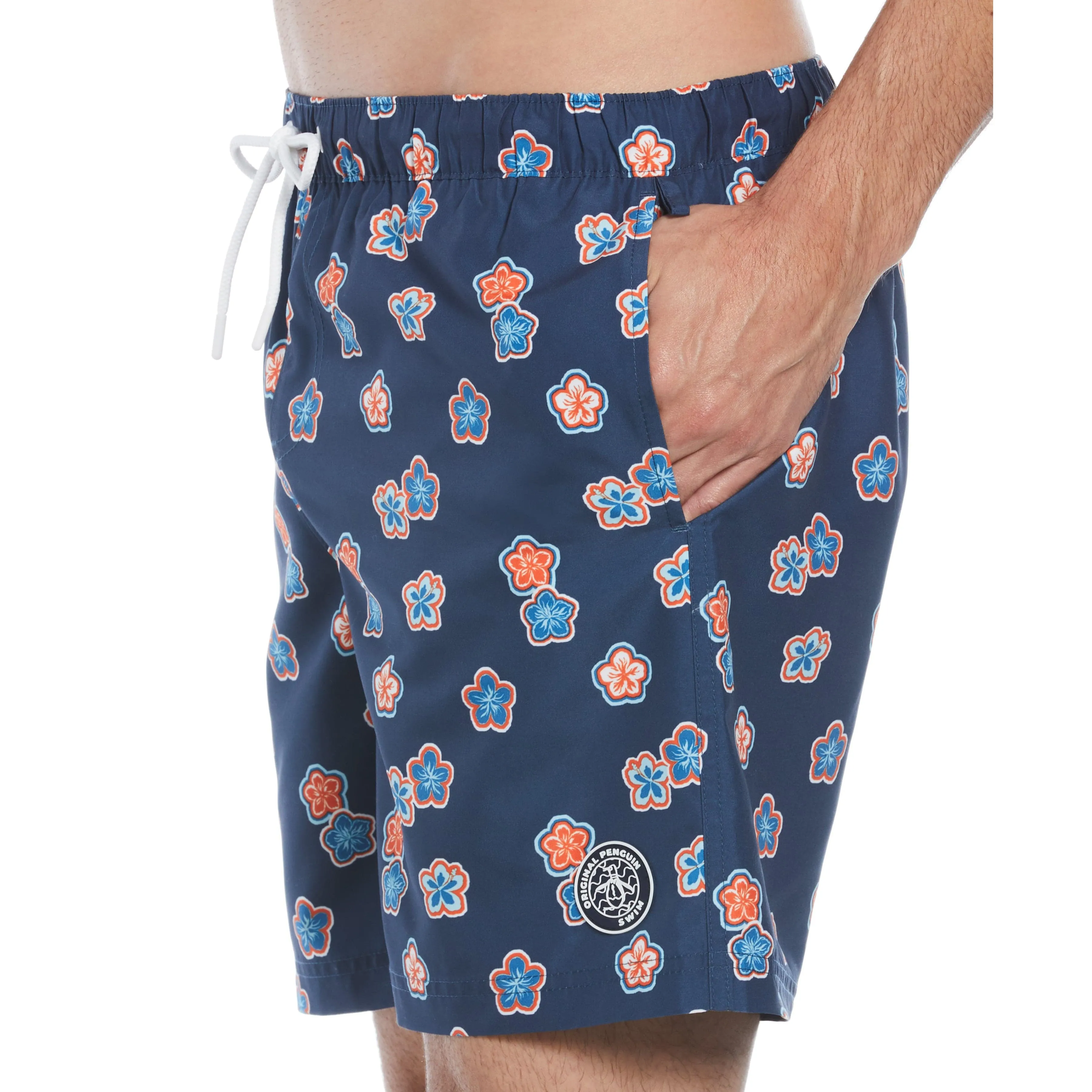 Allover Hibiscus Print Swim Short