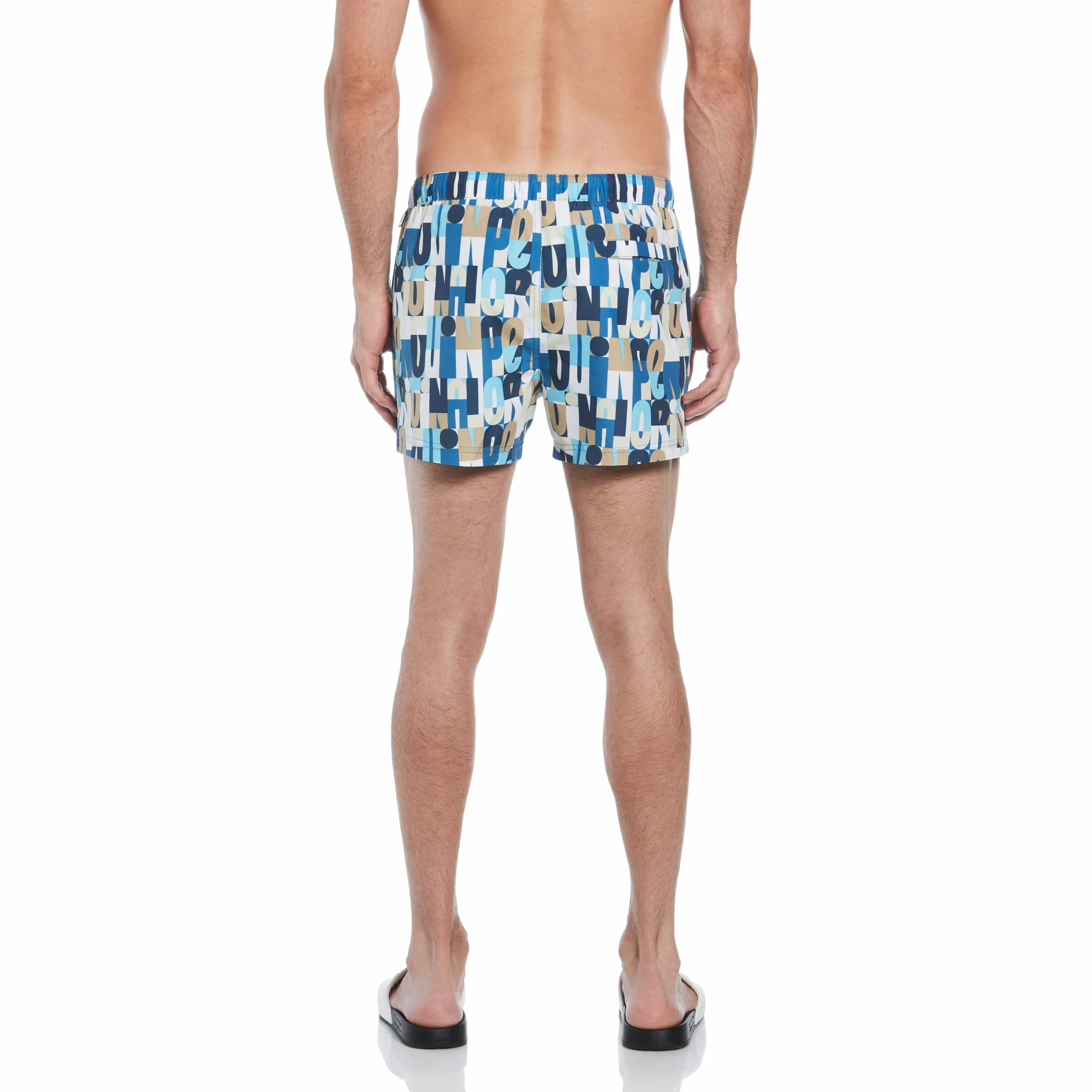 Allover Multi Color Logo Print Swim Short