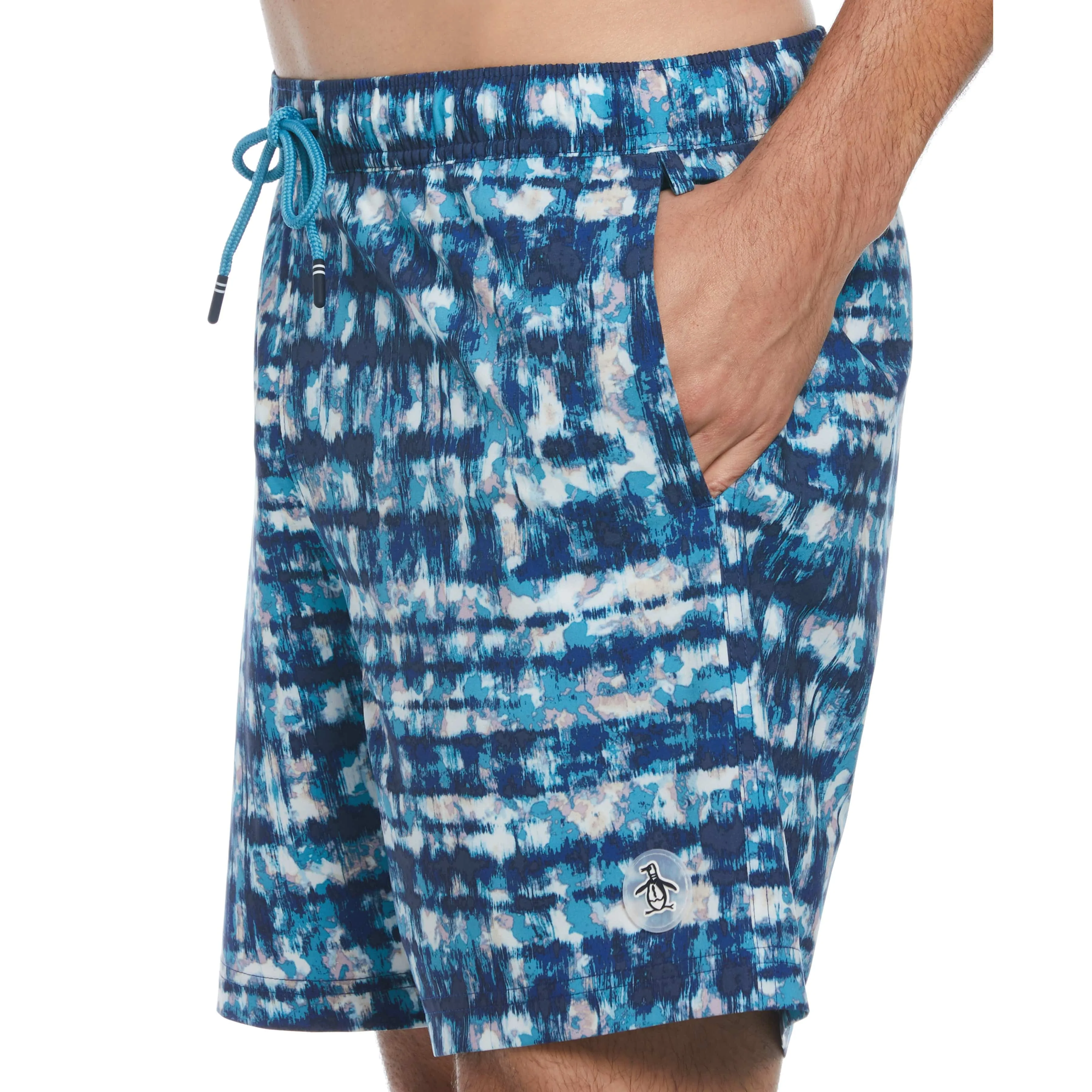 Allover Tie Dye Print Stretch Swim Short