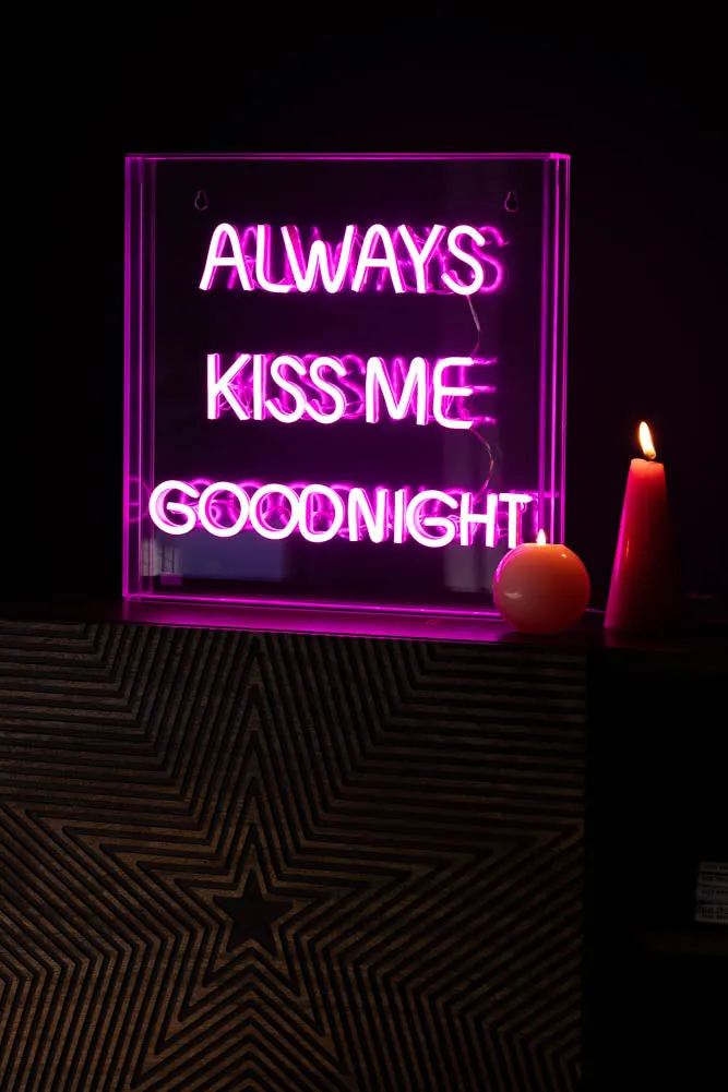 Always Kiss Me Goodnight Neon Light Box