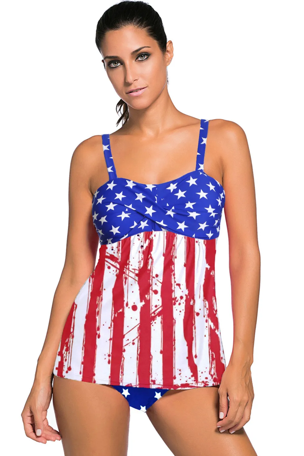 American Flag Ruched Control Tankini