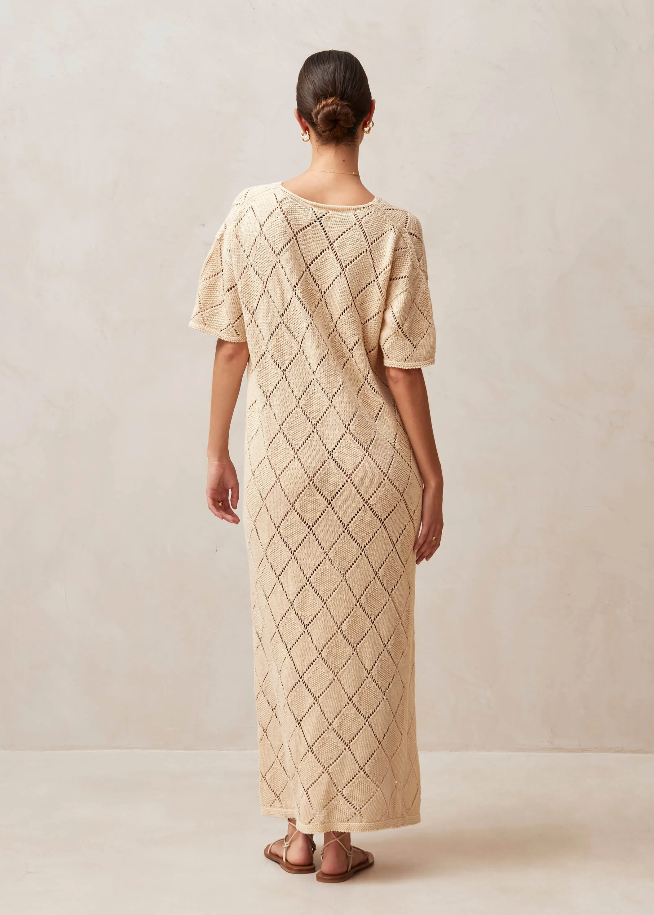 Aries Ecru Tricot Midi Dress