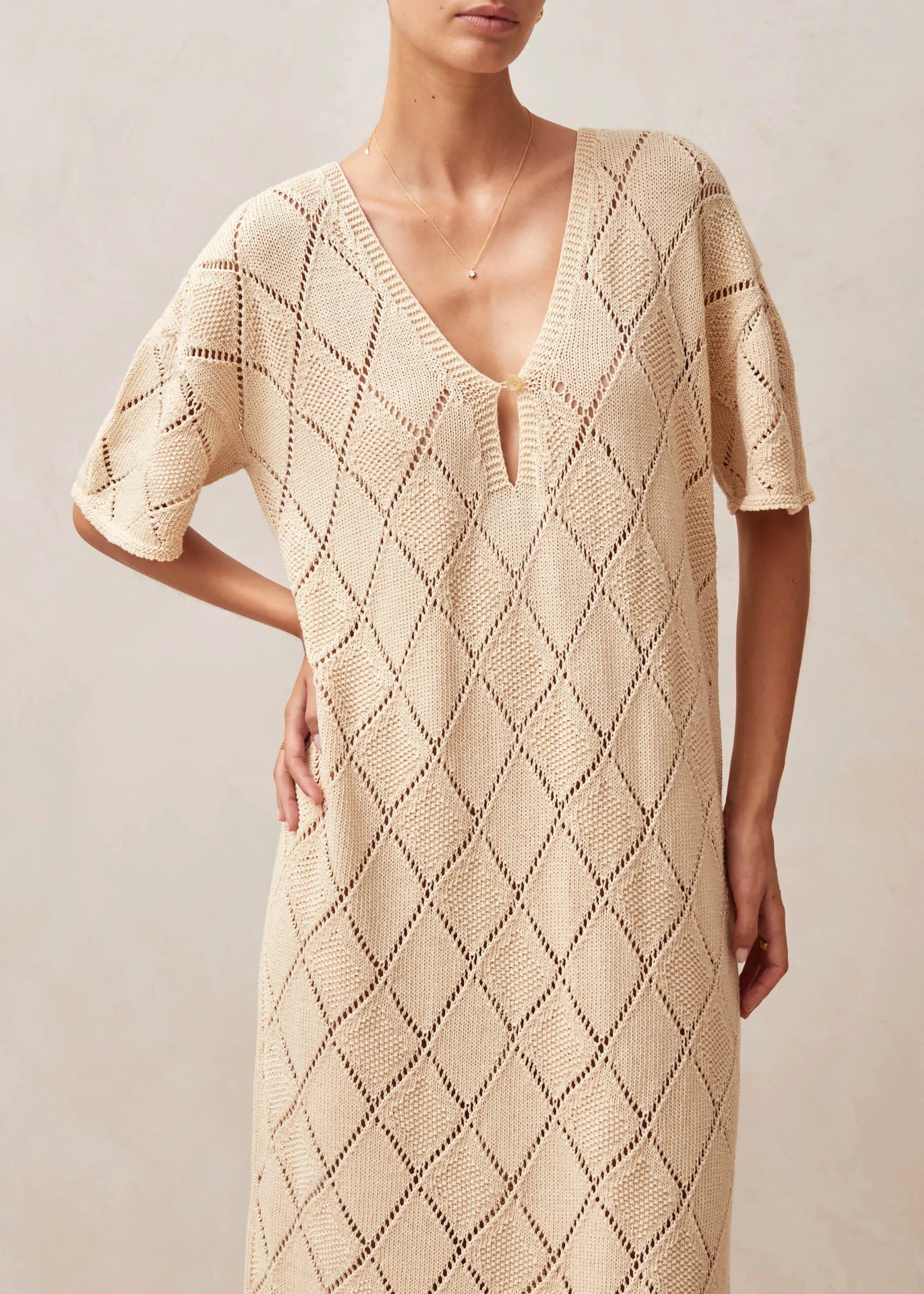 Aries Ecru Tricot Midi Dress