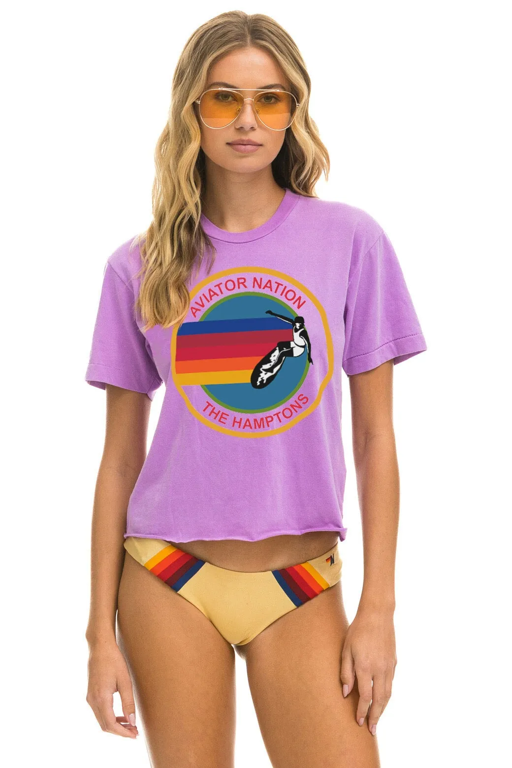 AVIATOR NATION HAMPTONS BOYFRIEND TEE - NEON PURPLE