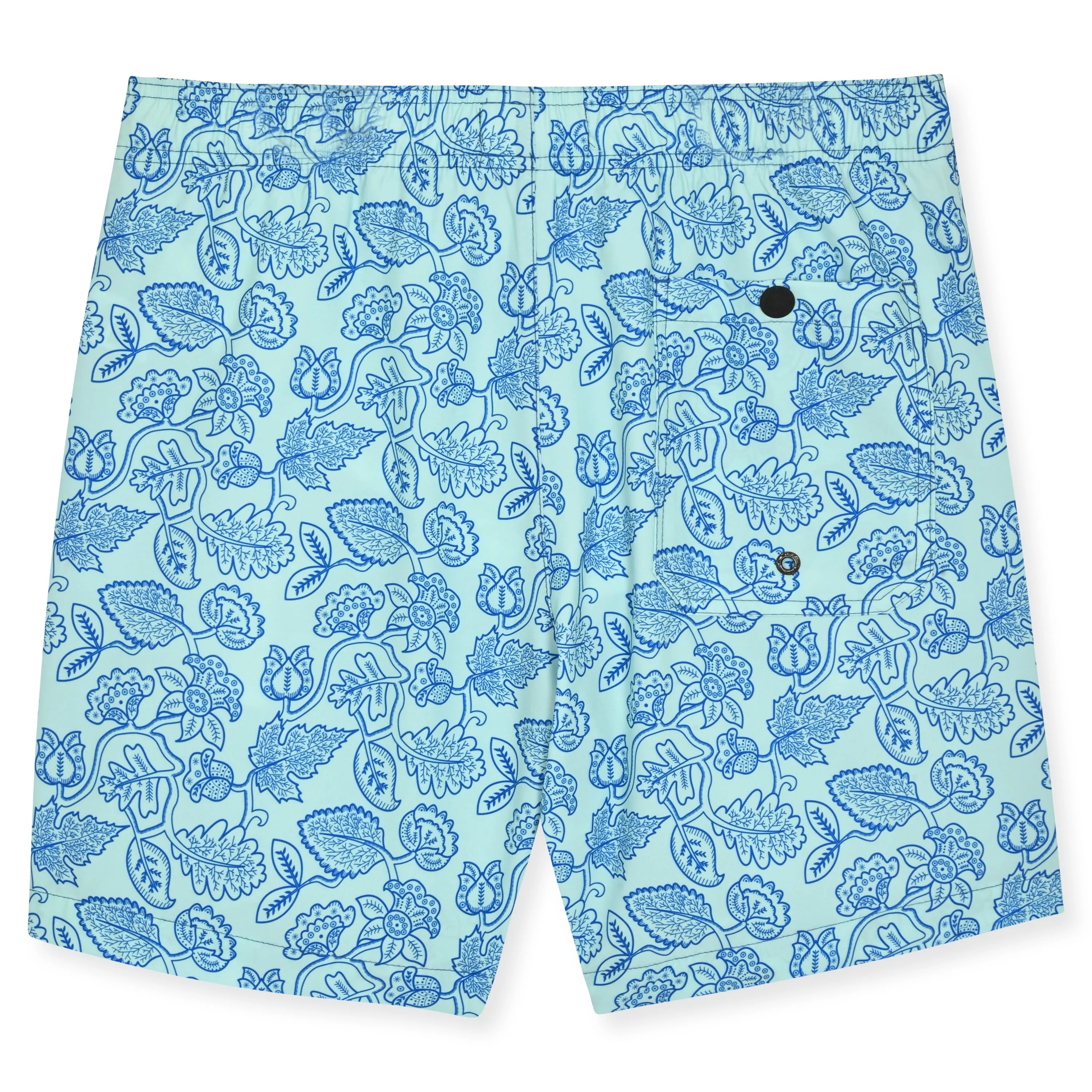 Baby Blue Leafy Floral Swim Trunk