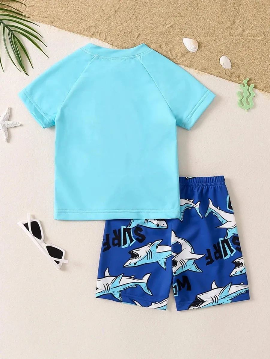 Baby Boy 2pc Blue Shark Animal Swimwear Set