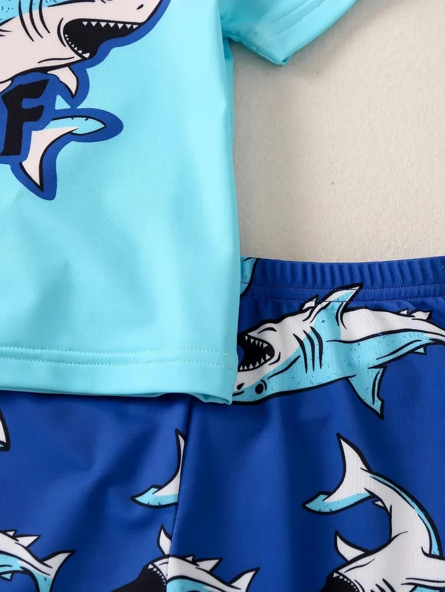 Baby Boy 2pc Blue Shark Animal Swimwear Set