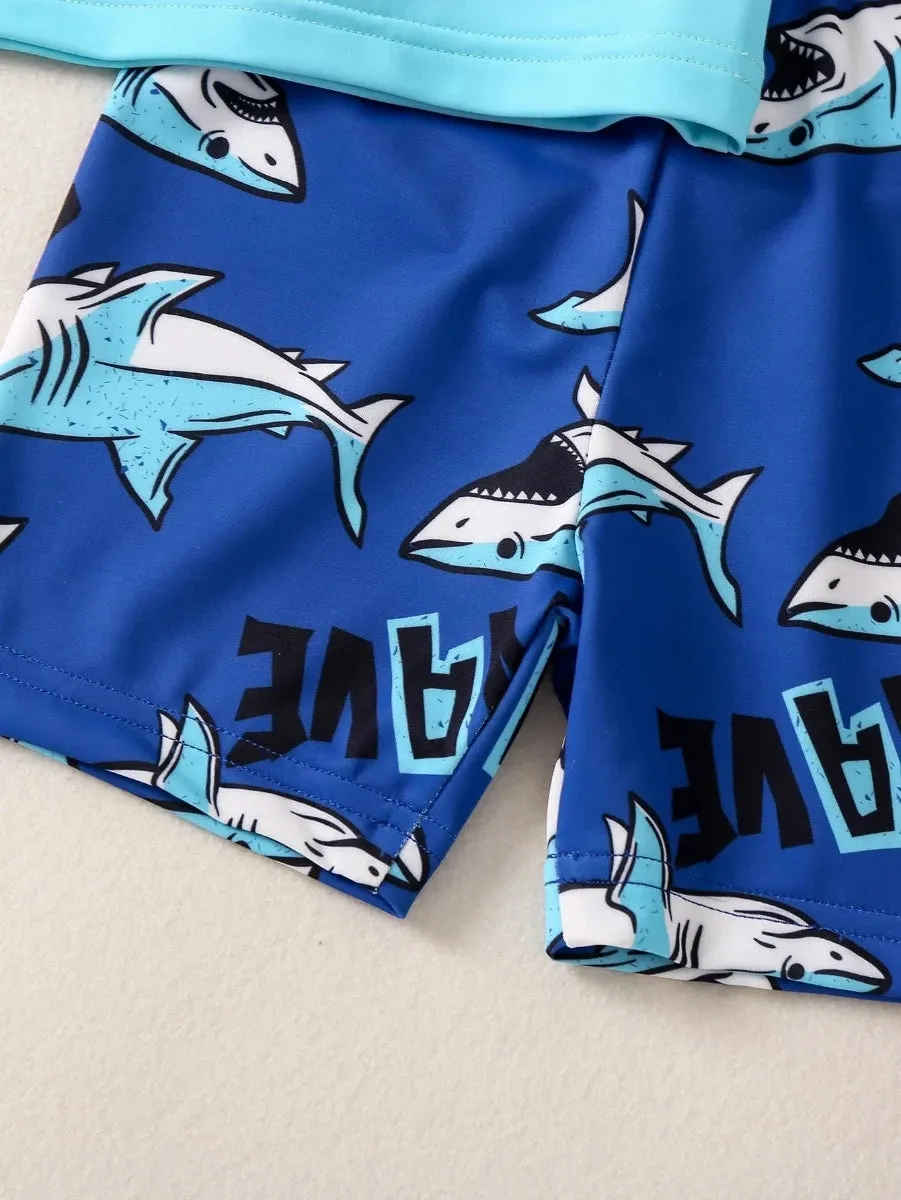 Baby Boy 2pc Blue Shark Animal Swimwear Set