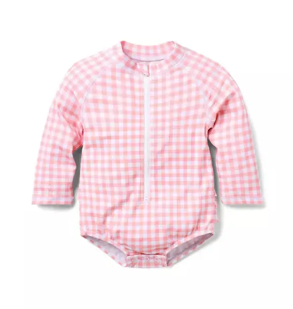 Baby Gingham Rash Guard Swimsuit