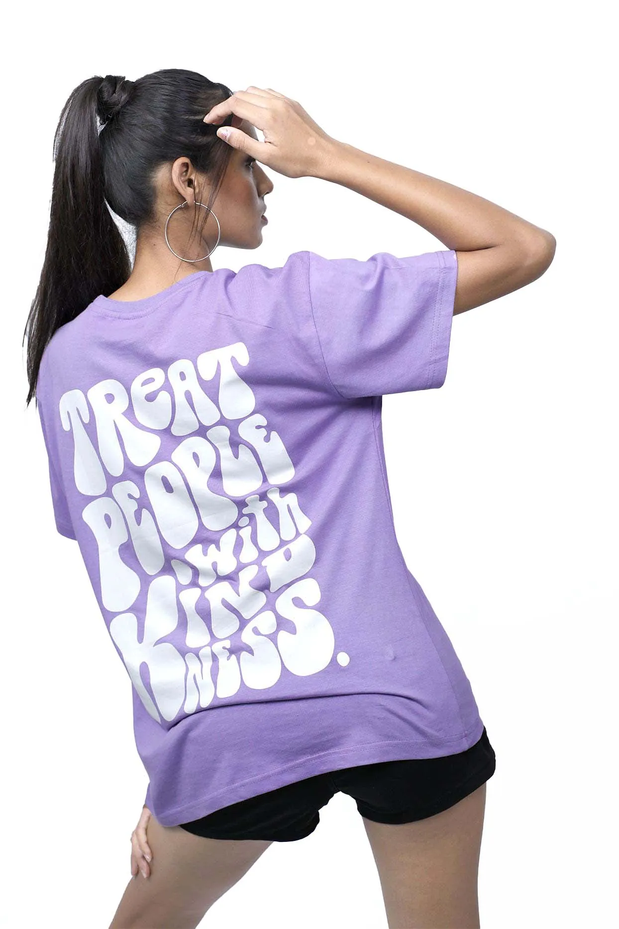 Back Print Kindness Lilac Oversized Tshirt