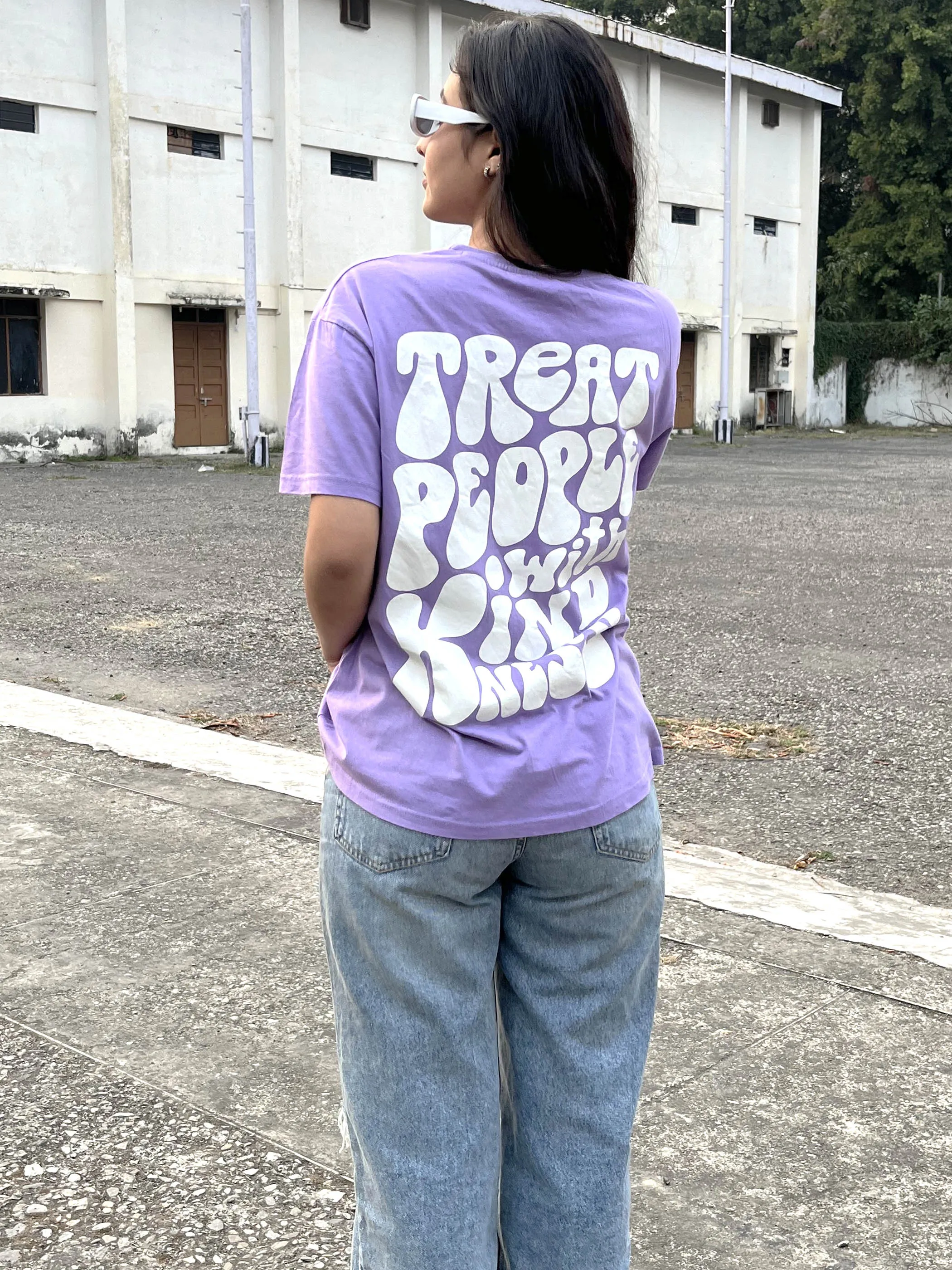 Back Print Kindness Lilac Oversized Tshirt