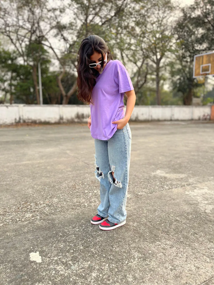 Back Print Kindness Lilac Oversized Tshirt