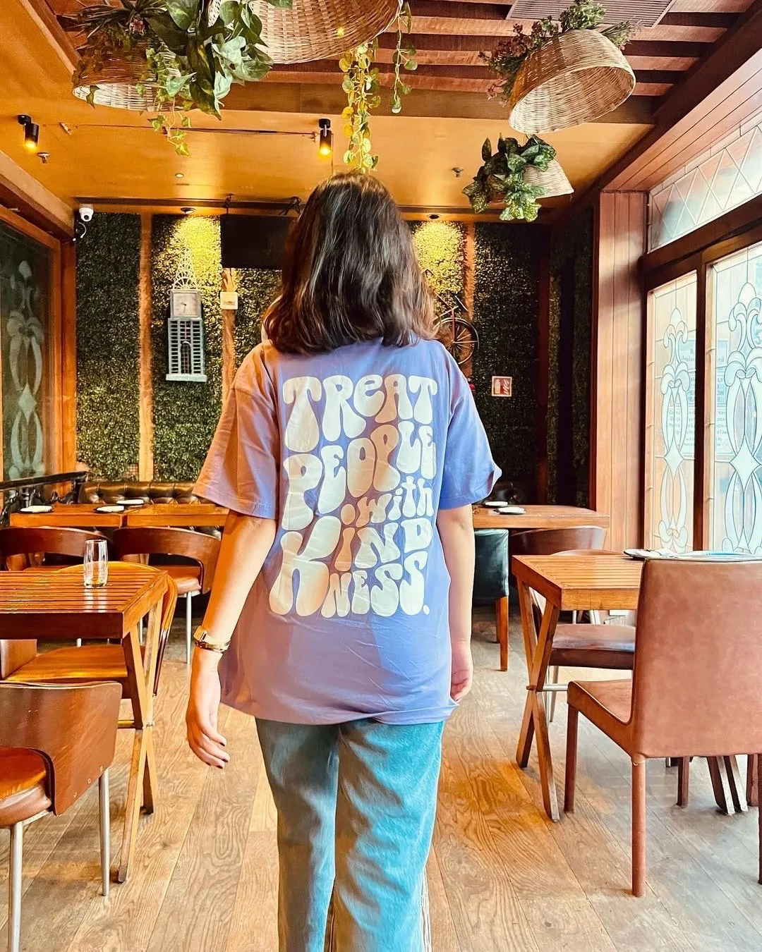 Back Print Kindness Lilac Oversized Tshirt