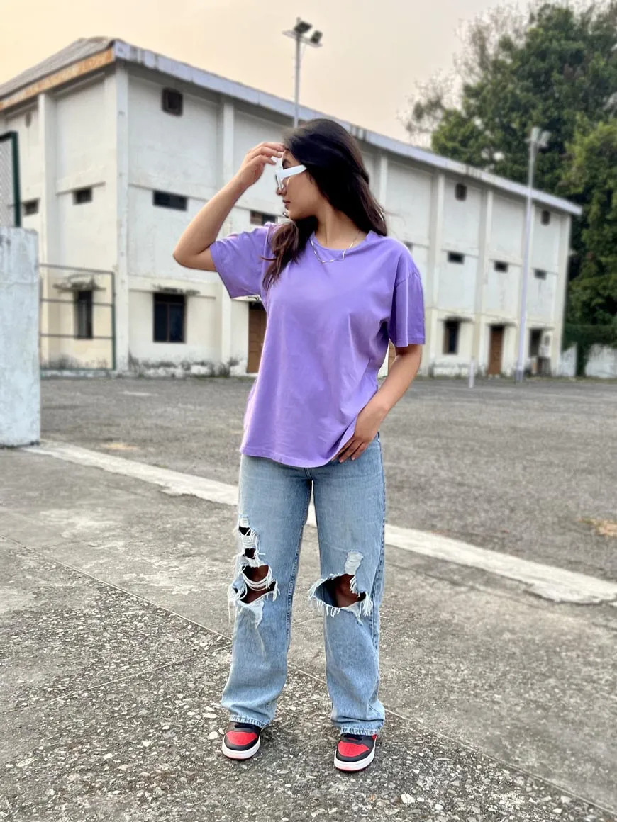 Back Print Kindness Lilac Oversized Tshirt