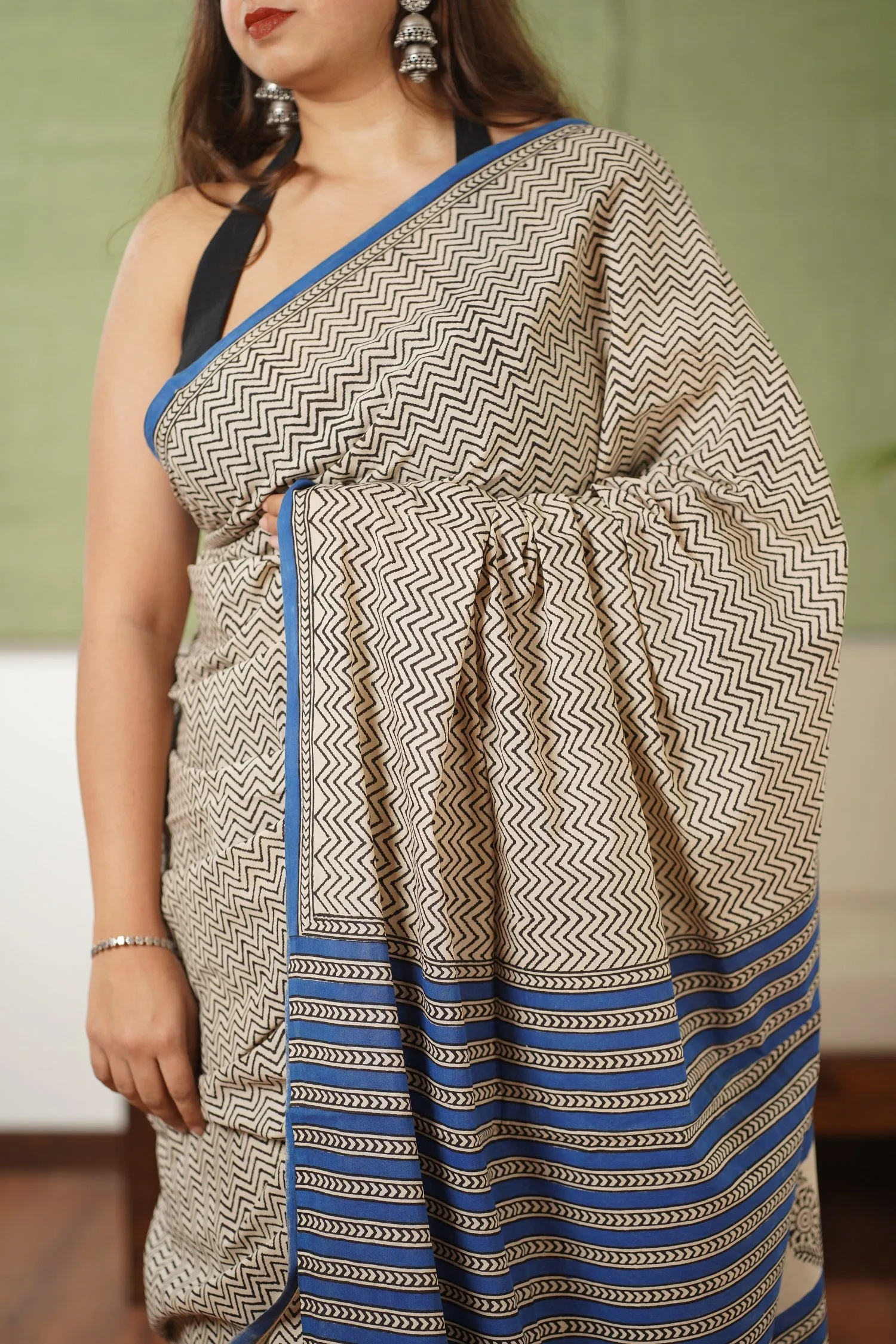 Bagru Cotton Hand Block Printed Saree