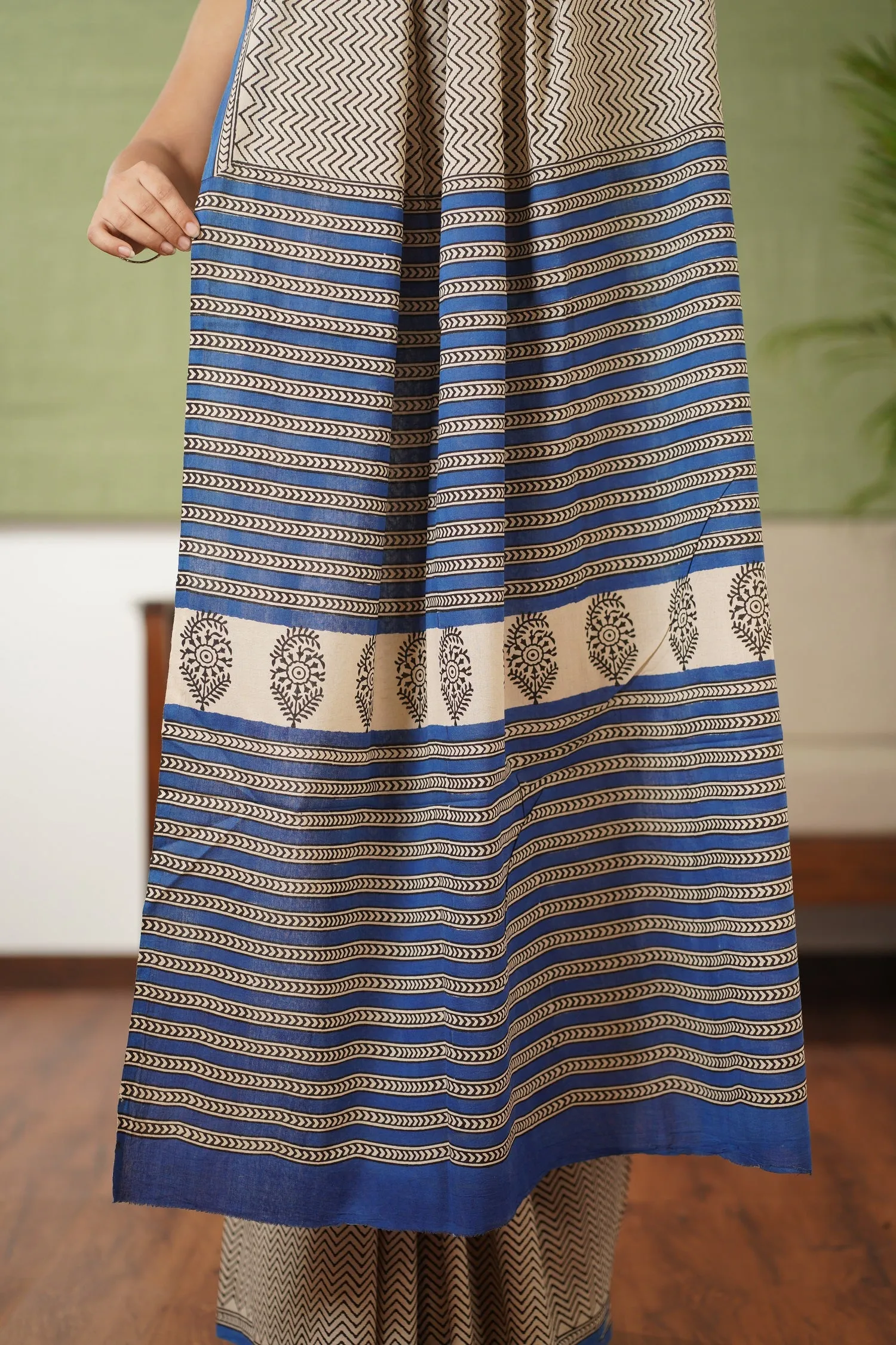 Bagru Cotton Hand Block Printed Saree