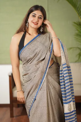 Bagru Cotton Hand Block Printed Saree