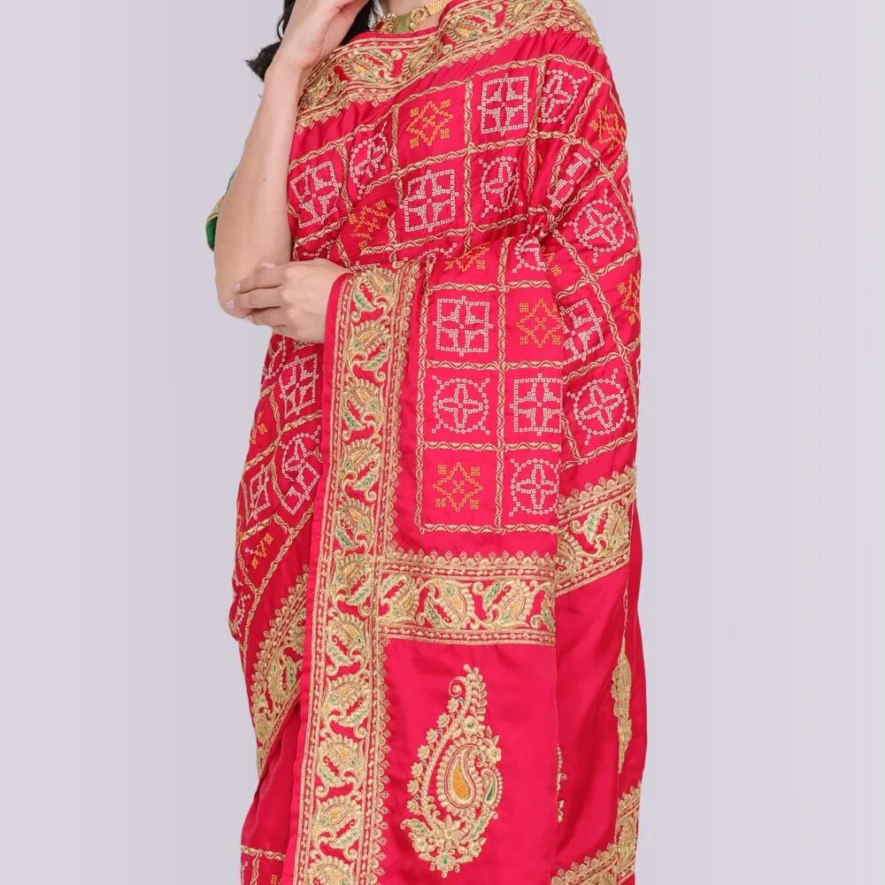 Bandhani Print Gharchola in Red