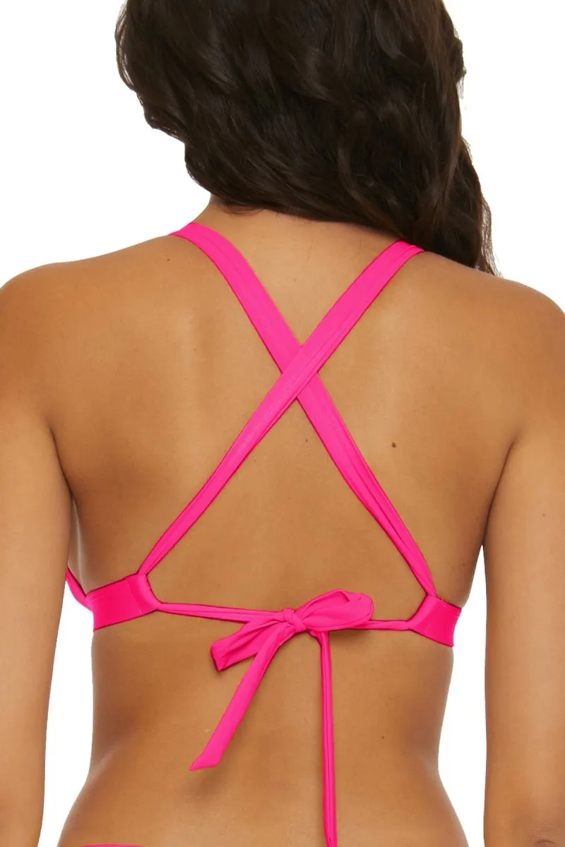 BCA SHIRR EFFECT HALTER BIKINI TOP