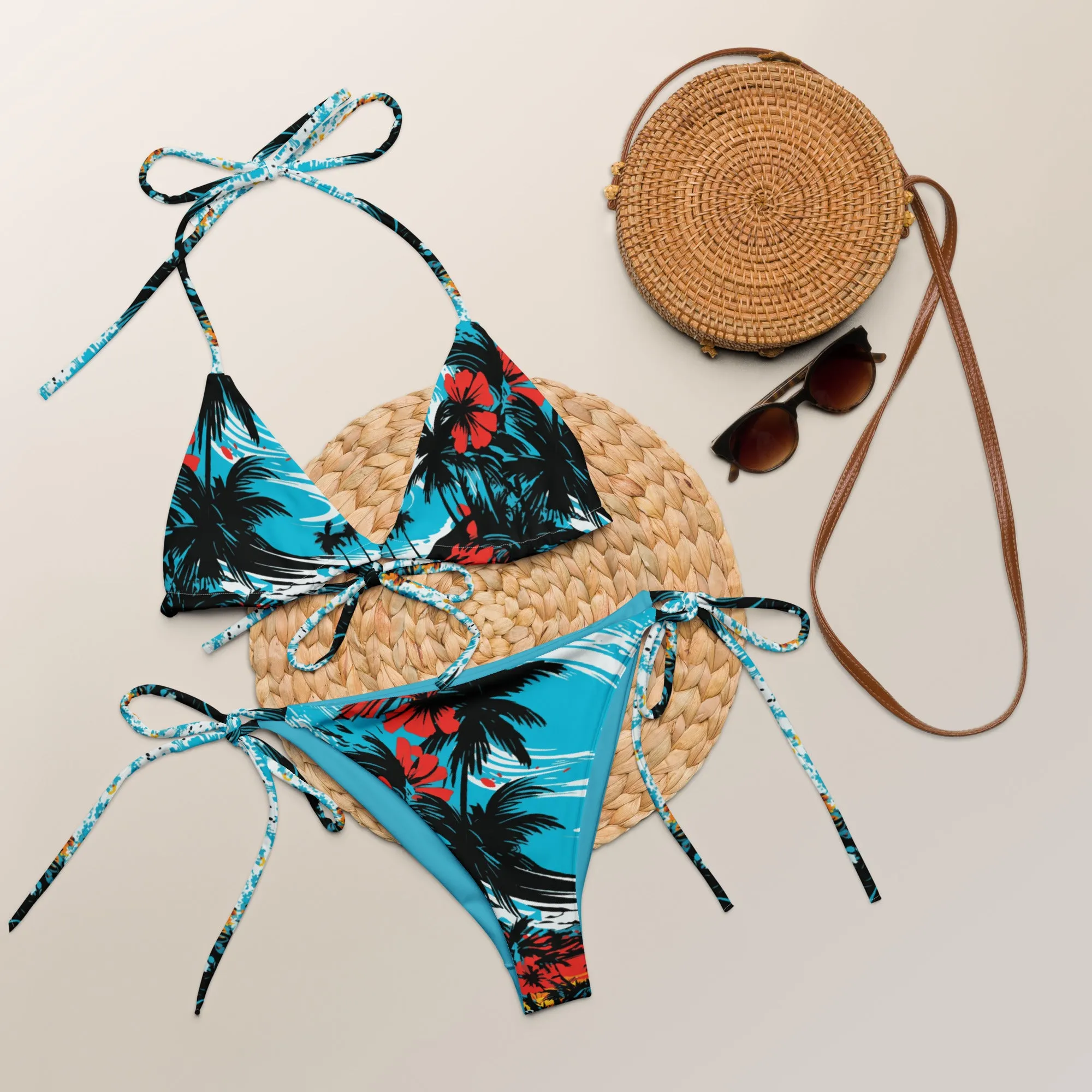 Beachside Beauty: Women's Sunset Waves 001 String Bikini