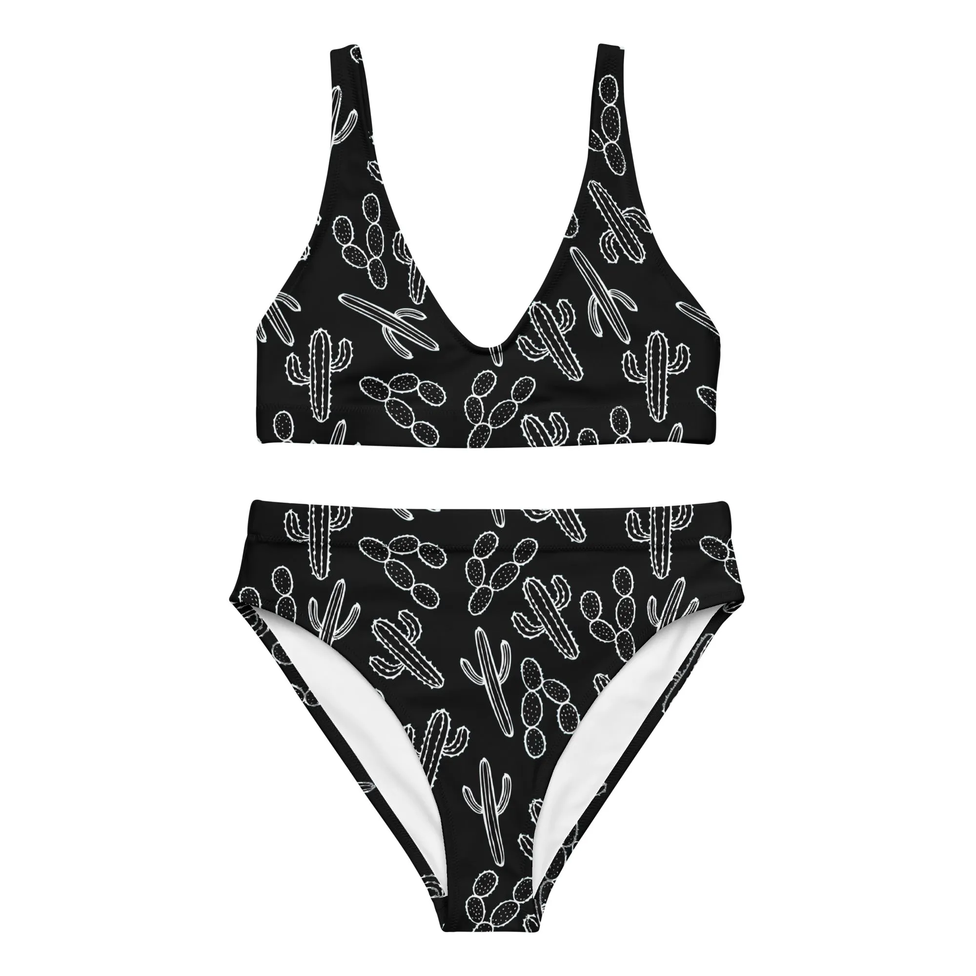 Black Cactus High Waisted Bikini