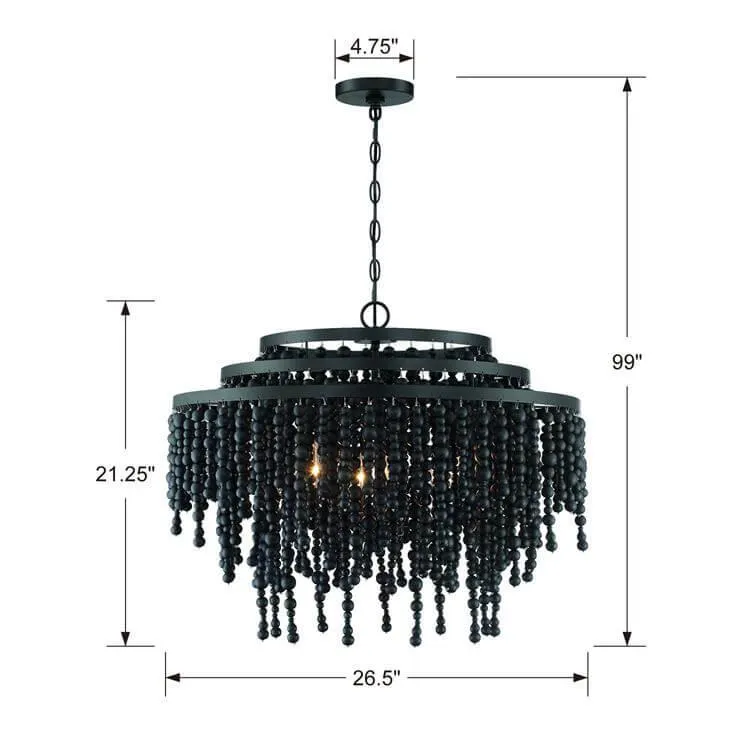 Black Poppy Beaded Chandelier