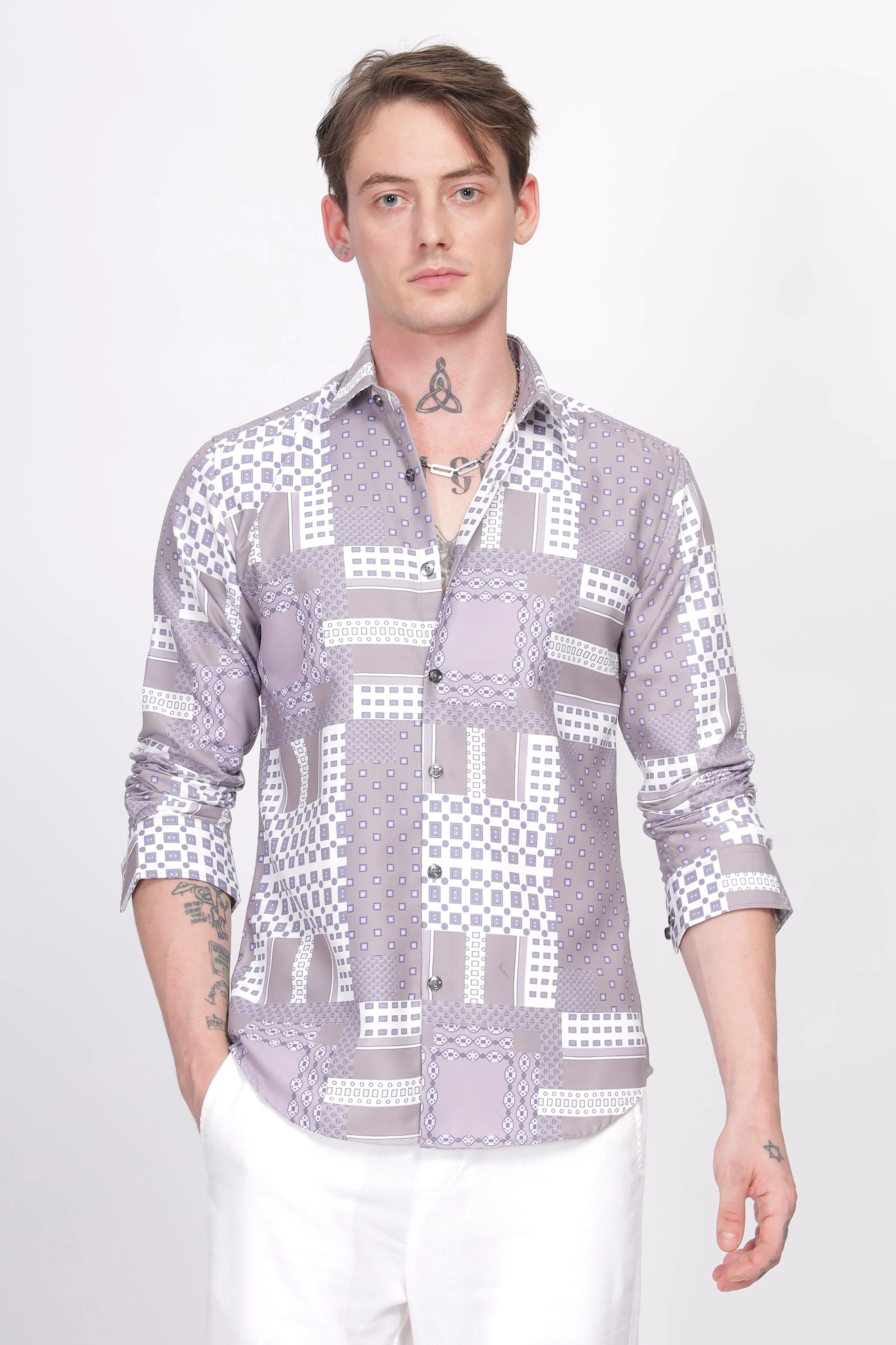 Bloom Printed  Lilac Shirt