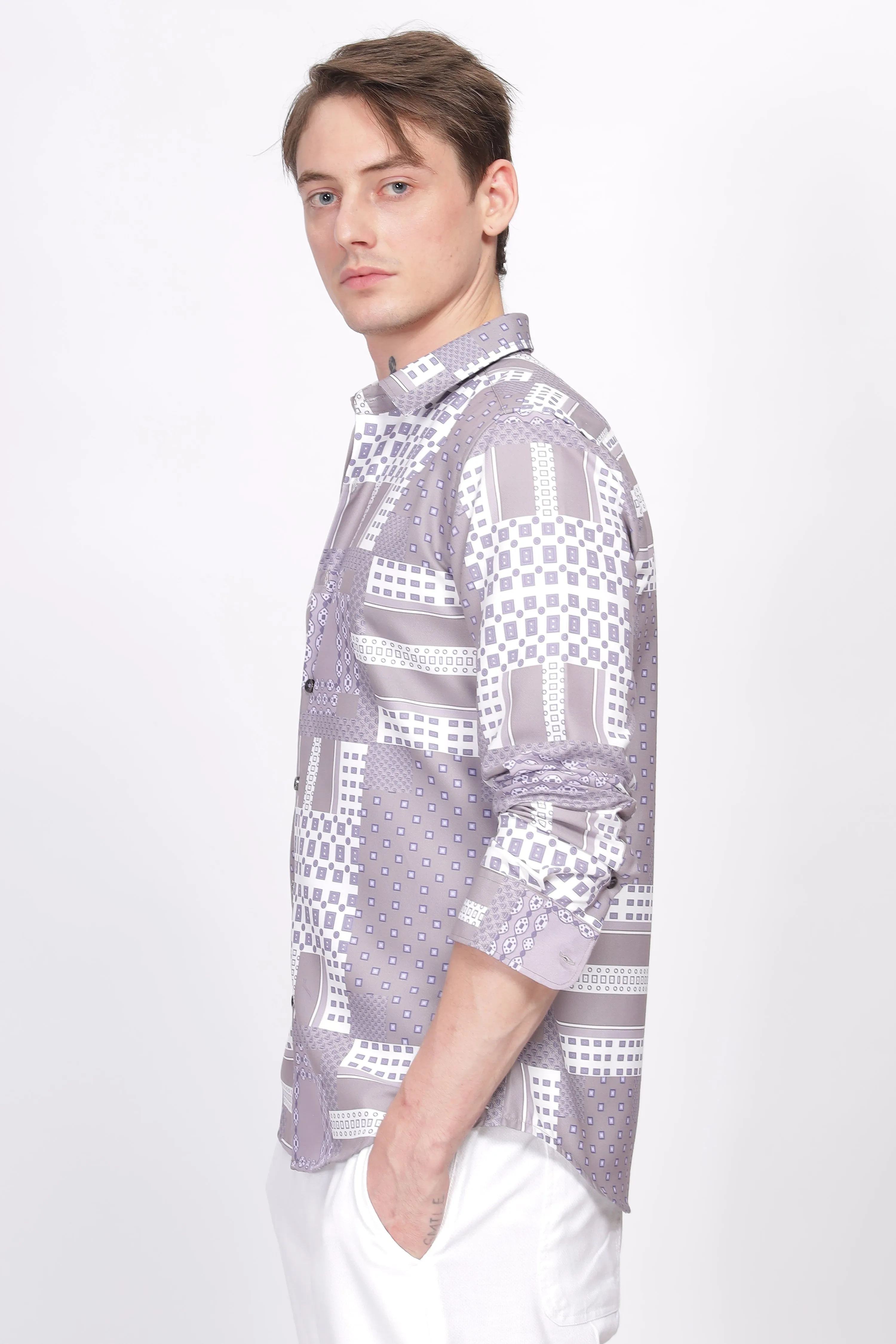 Bloom Printed  Lilac Shirt