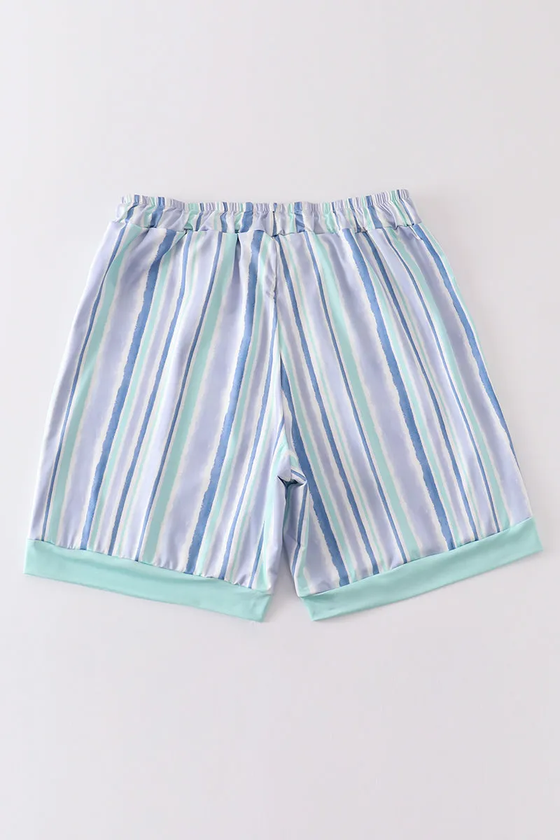 Blue stripe men swim trunks