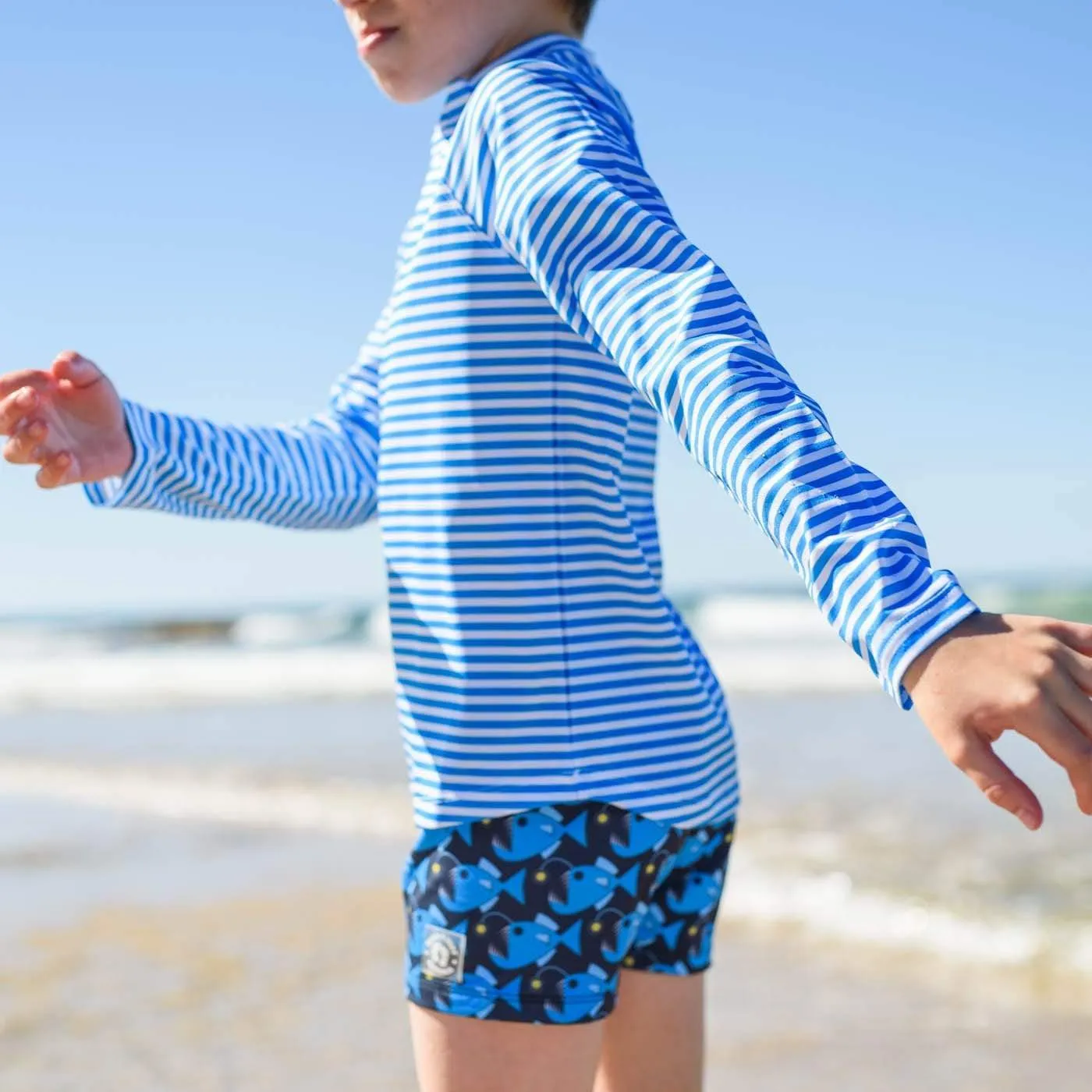 Boys Pacific Blue Stripe Long Sleeve Rashie