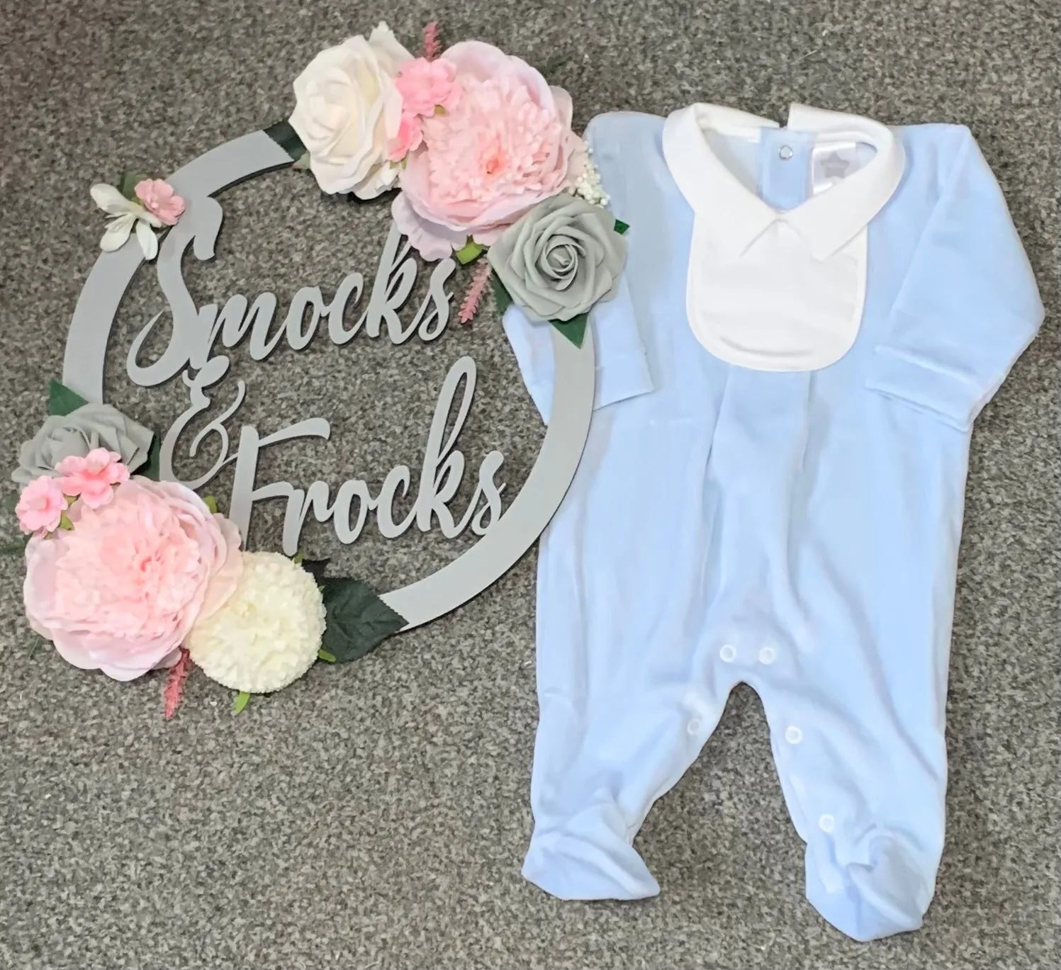 Boys Velour Personalised Babygrow