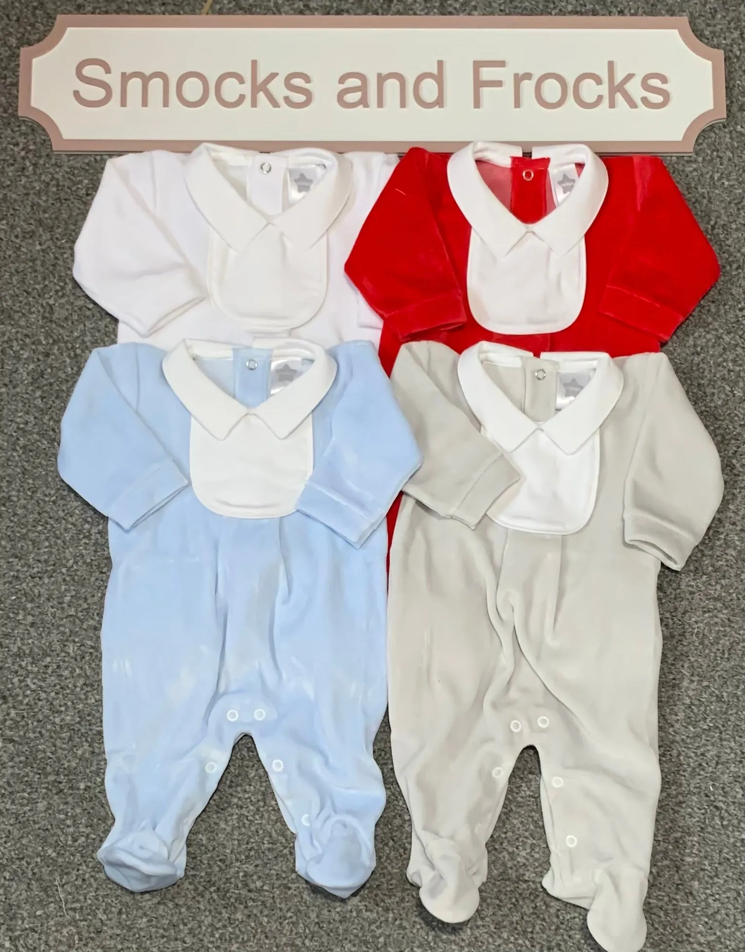 Boys Velour Personalised Babygrow