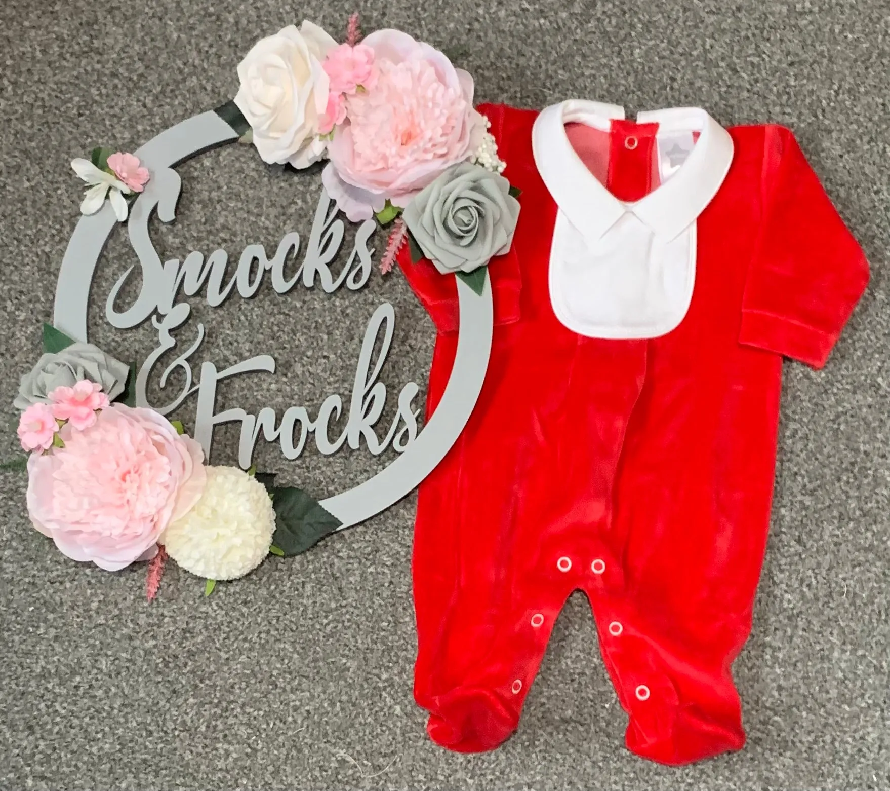 Boys Velour Personalised Babygrow