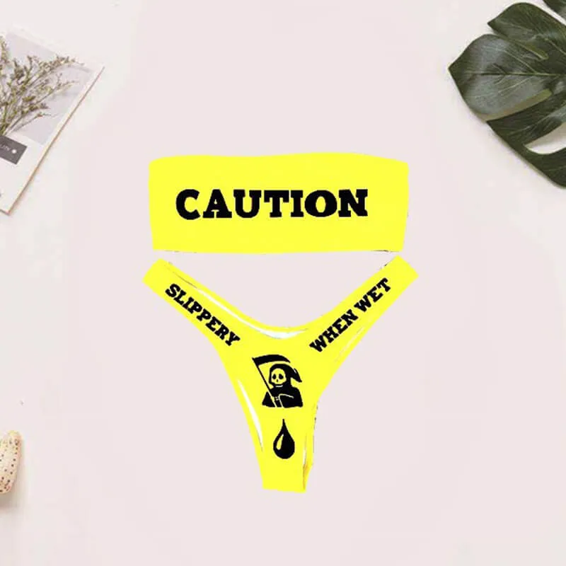 Caution Slippery When Wet Women’s Bikini Set