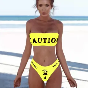 Caution Slippery When Wet Women’s Bikini Set