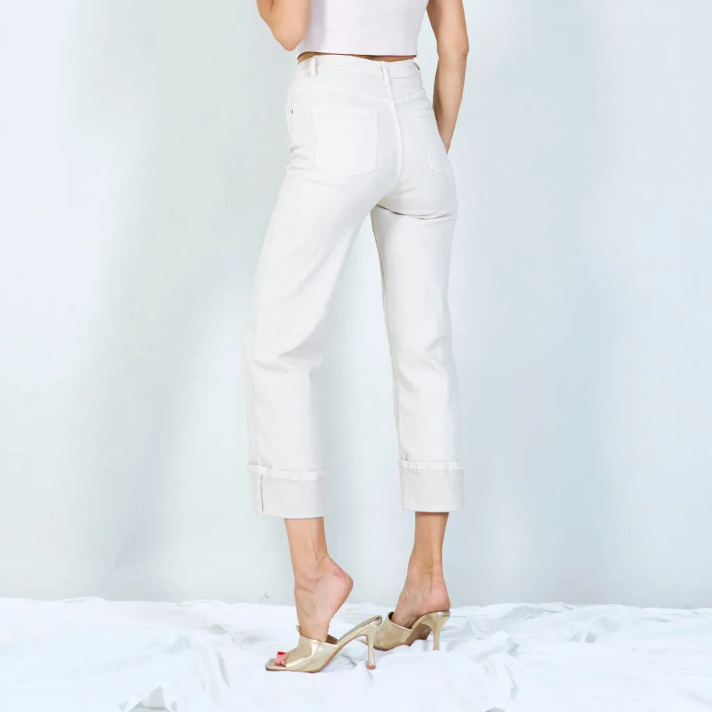 Chic high-waisted pants with cuffed hem wholesale