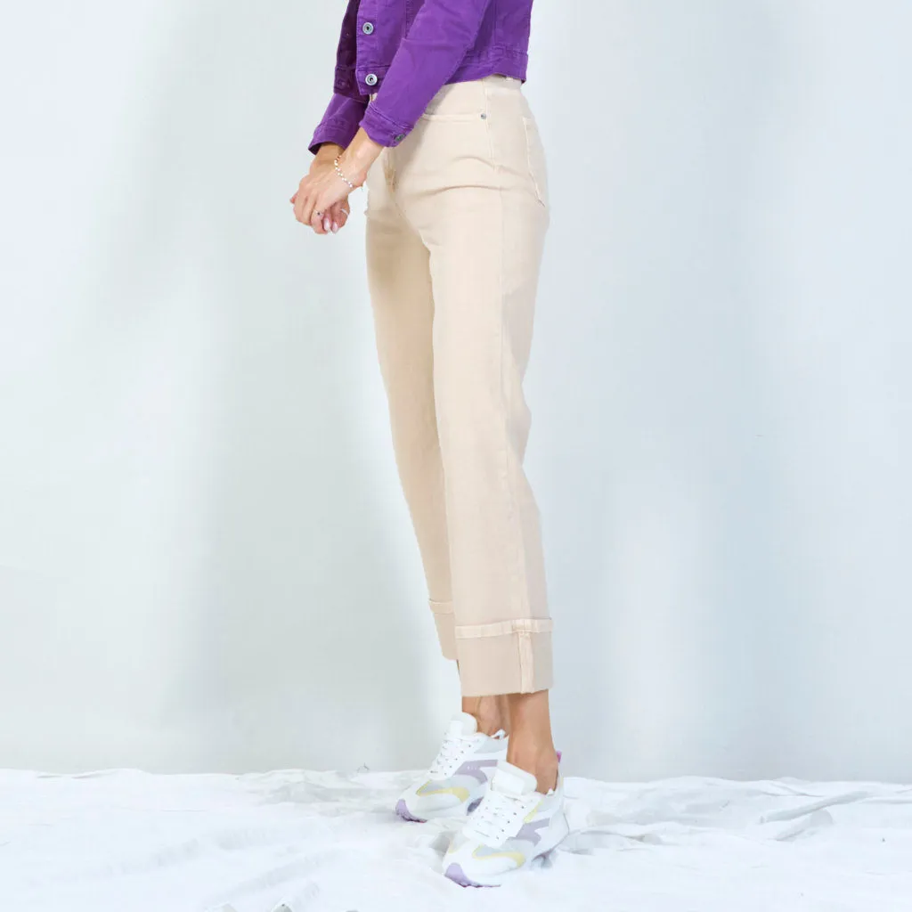 Chic high-waisted pants with cuffed hem wholesale