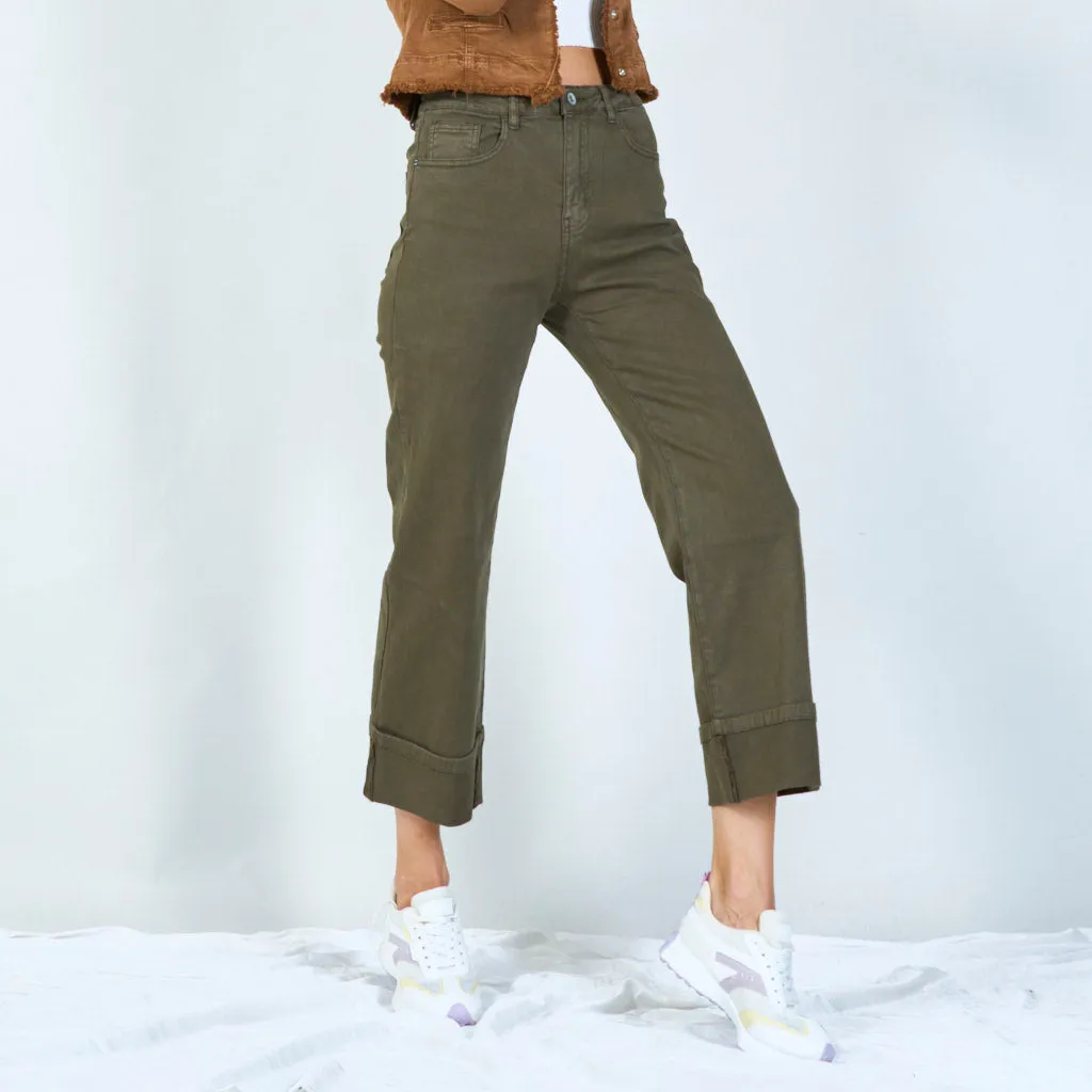 Chic high-waisted pants with cuffed hem wholesale