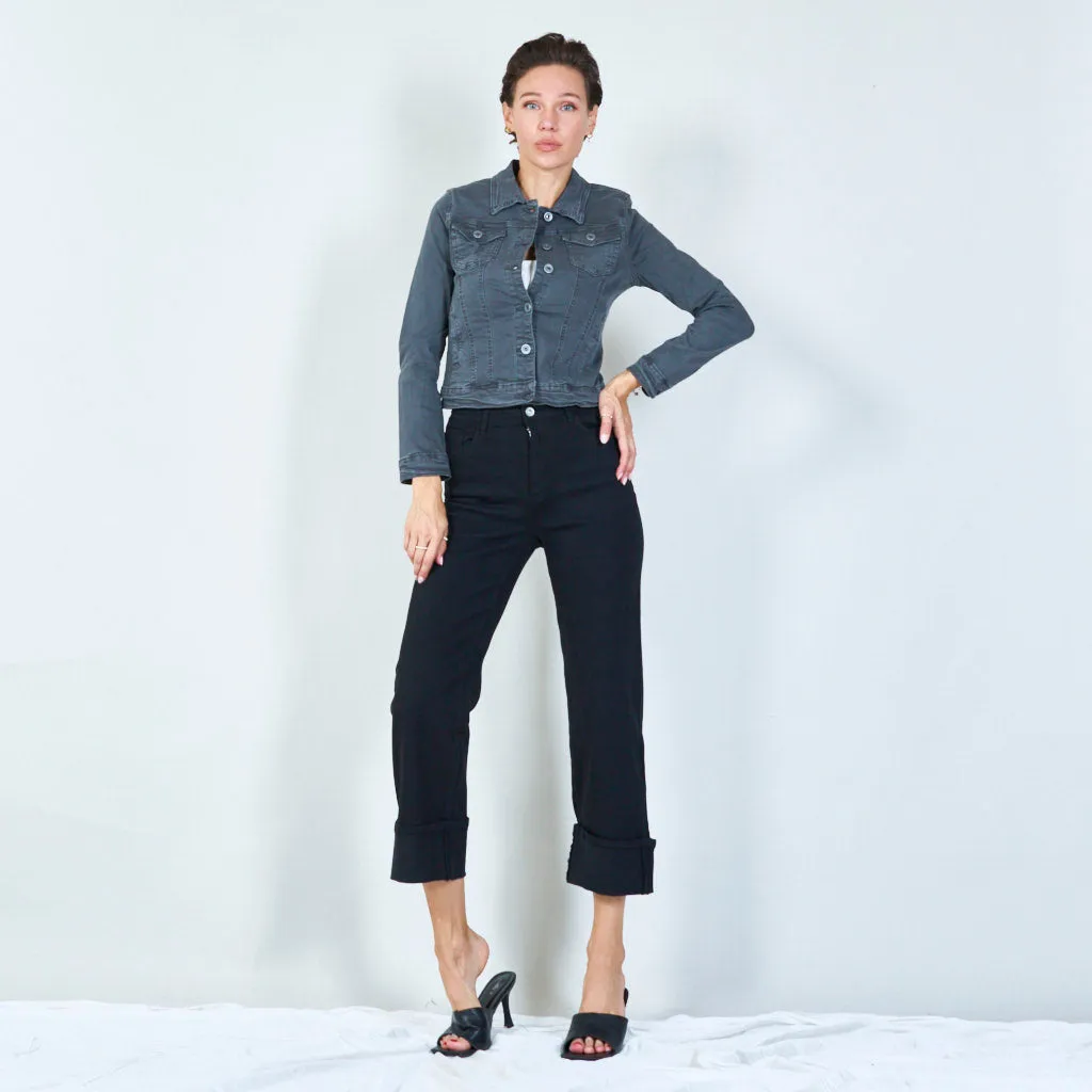 Chic high-waisted pants with cuffed hem wholesale