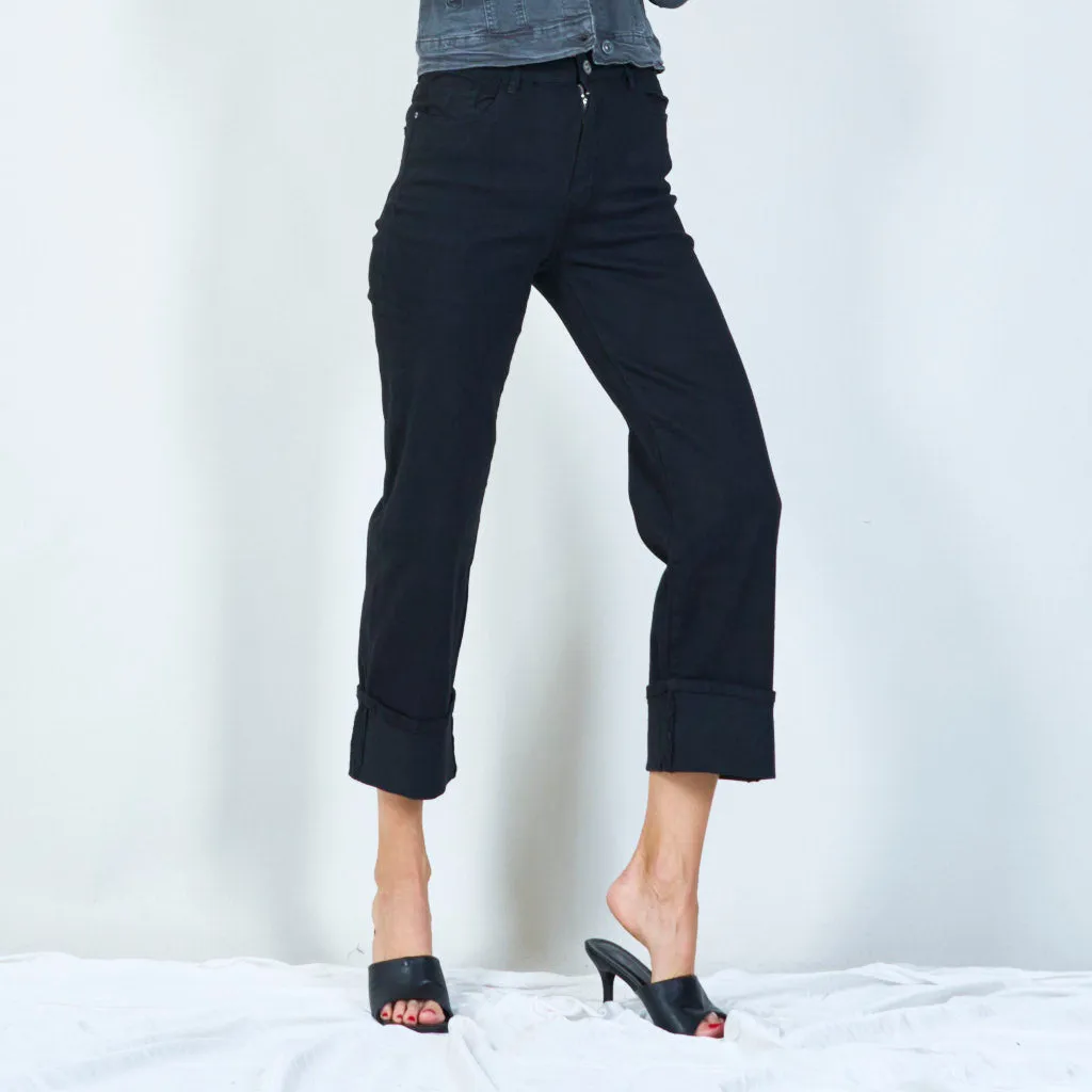 Chic high-waisted pants with cuffed hem wholesale