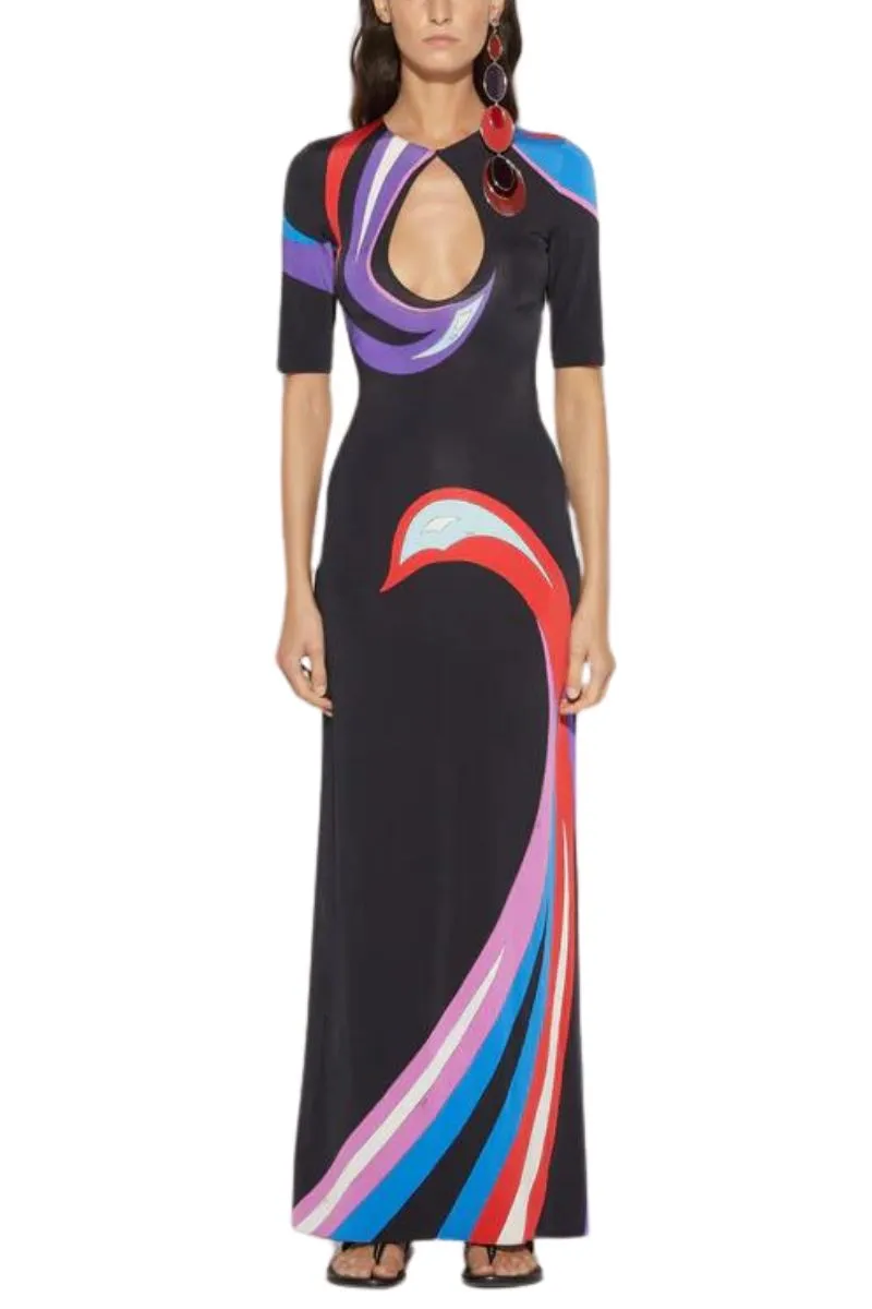 Cigni-Print Long Dress