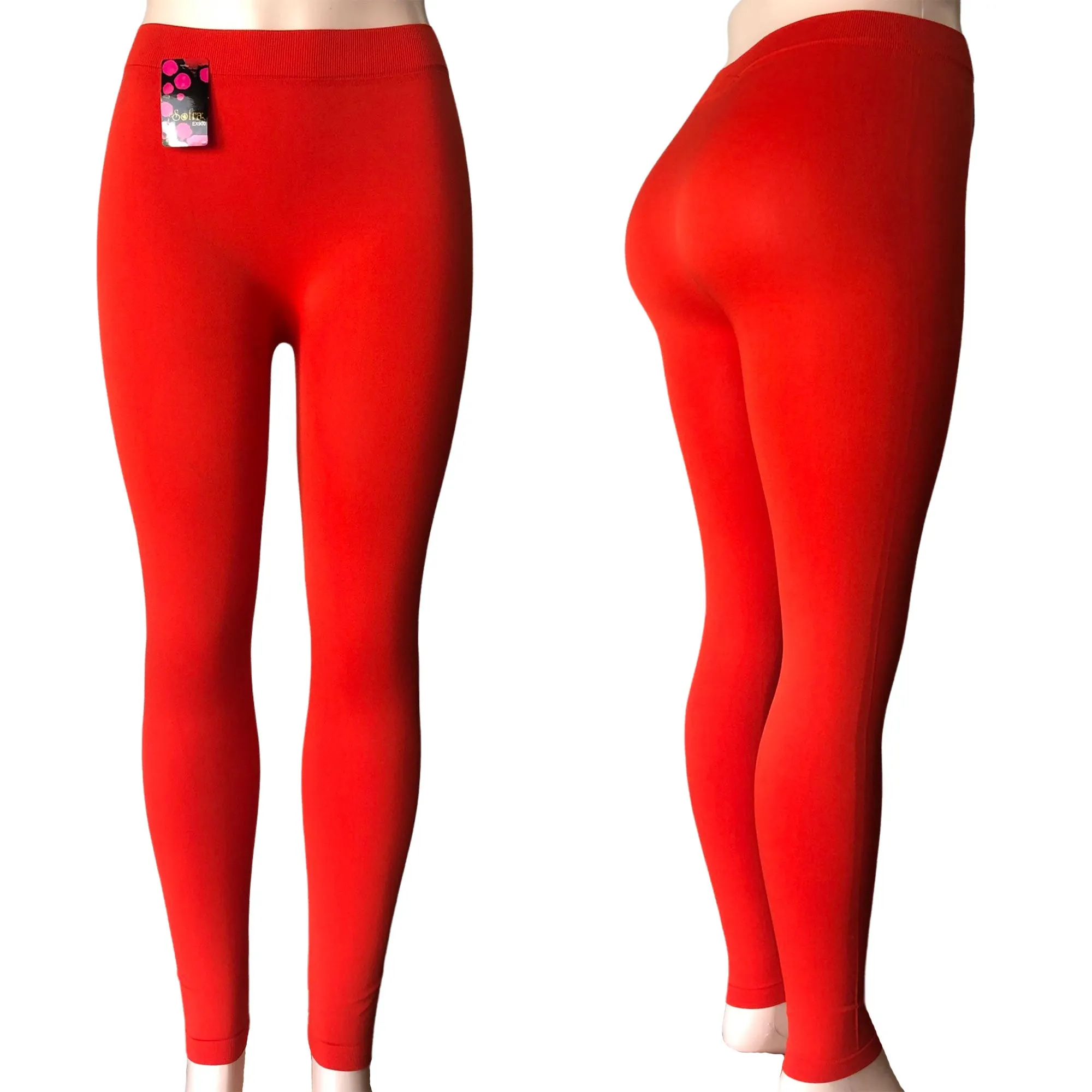 CLEARANCE LEGGINGS (CASE OF 60 - $1.25 / PIECE) - Wholesale Lightweight Leggings in Red SKU: EX900-RED-60