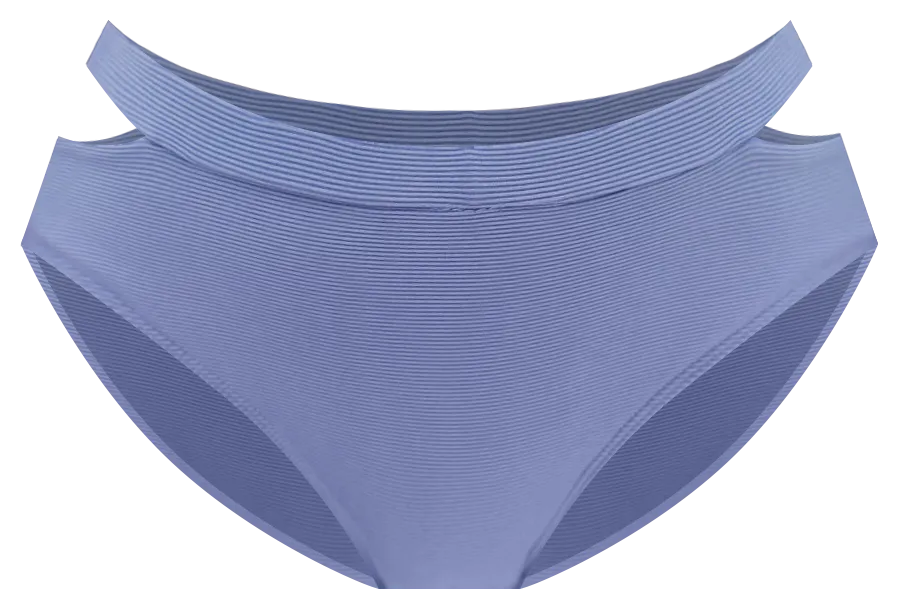 Clearwater Lagoon Blue Ribbed Cutout Side Bikini Bottoms FINAL SALE